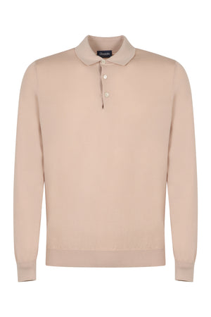 Long sleeve cotton polo shirt-0