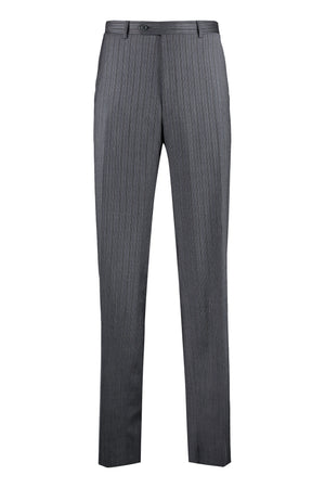 Pin-striped wool tailored trousers-0