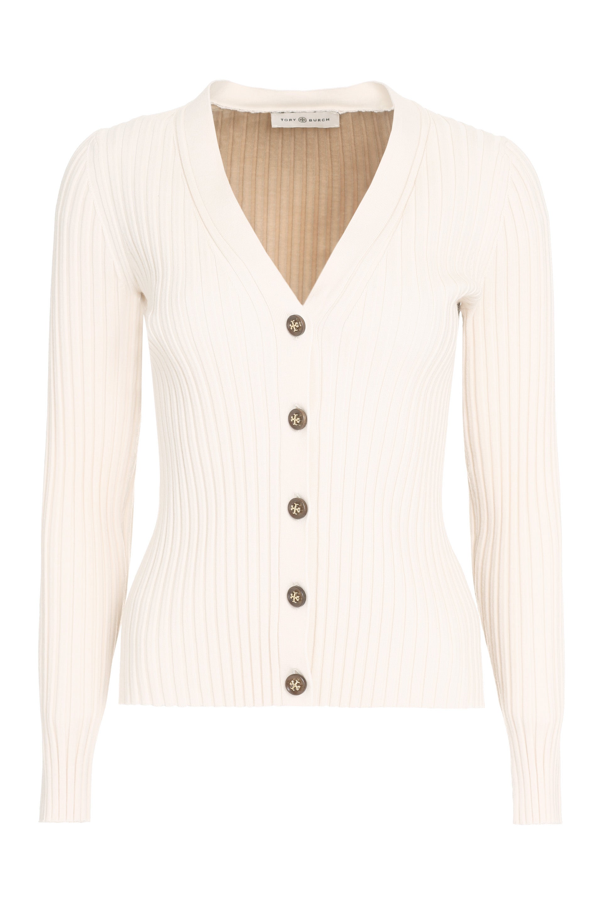 Tory Burch - Color block cardigan panna - The Corner