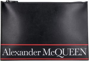 Logo detail flat leather pouch-1