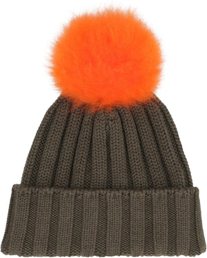 Knitted wool hat with pom-pom-1