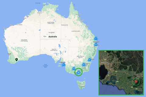 A map of Australia showing the location of Lyrebird, Victoria