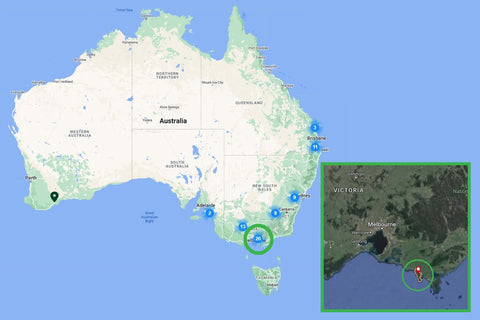 A map of Australia showing the location of Tarwin Lower, Victoria