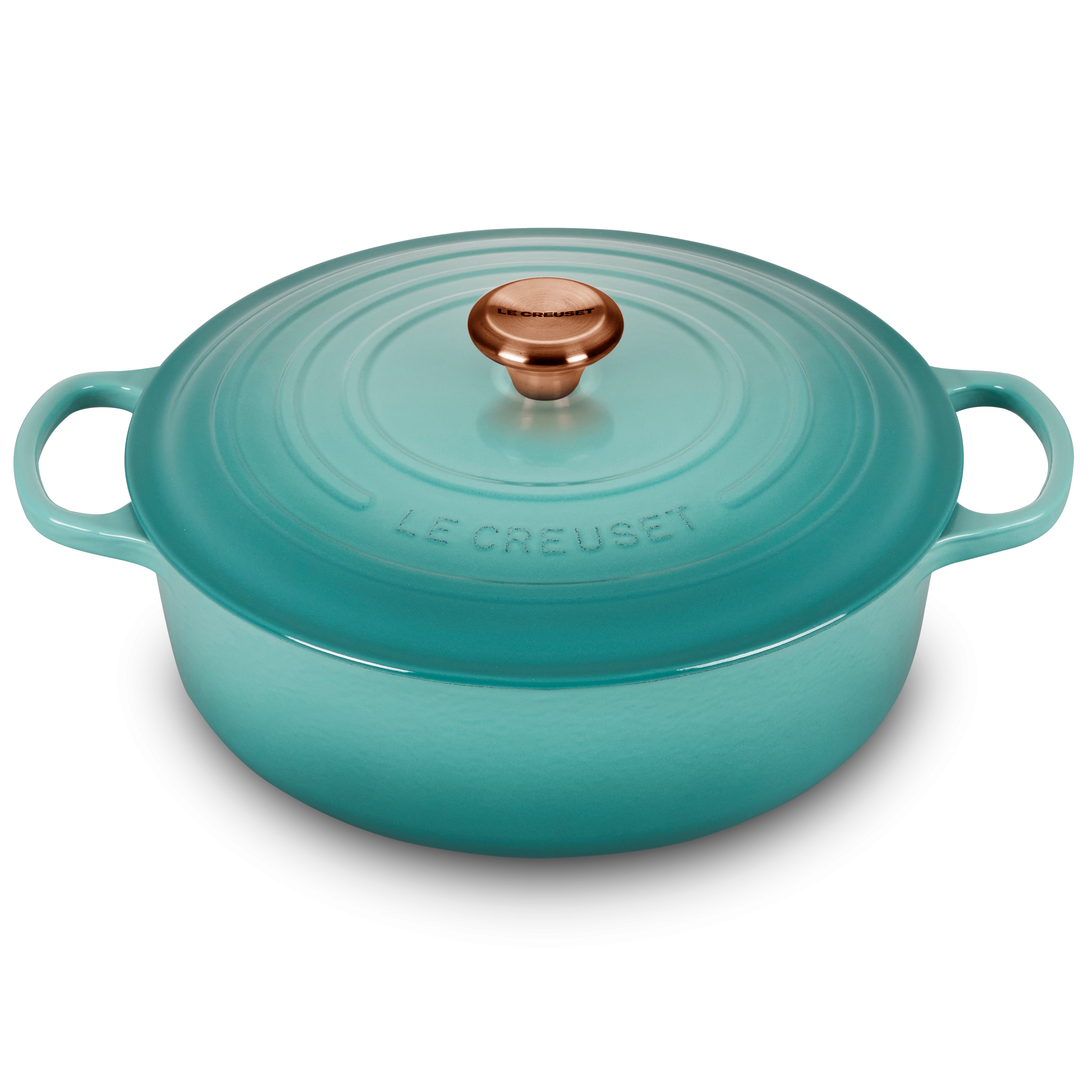 Le Creuset Signature Cast Iron 6.75-quart Caribbean Round Wide Dutch Oven with Copper Knob