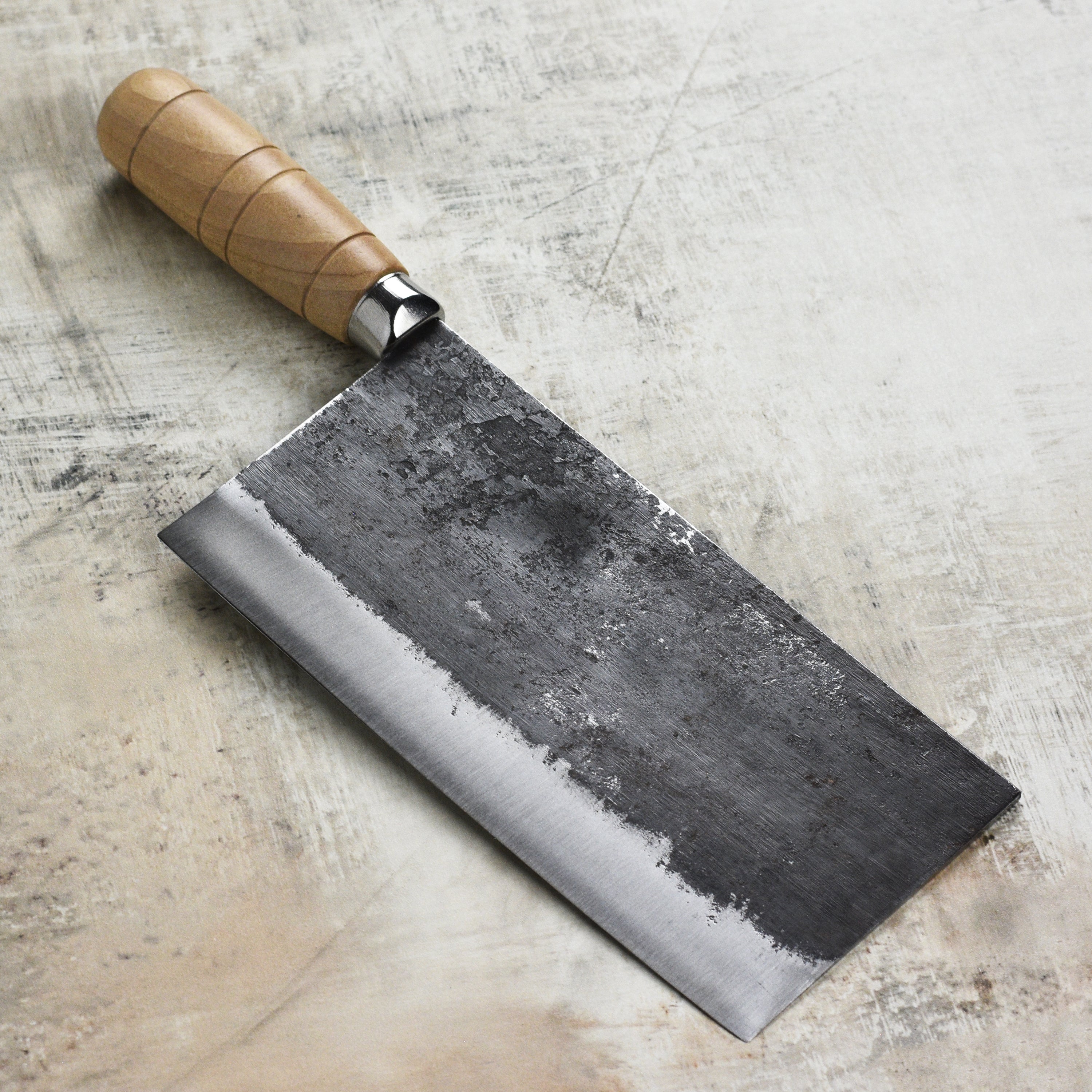 Sentan Hand-Forged Carbon Steel 8" Chinese Cleaver, Kurouchi - Image 5
