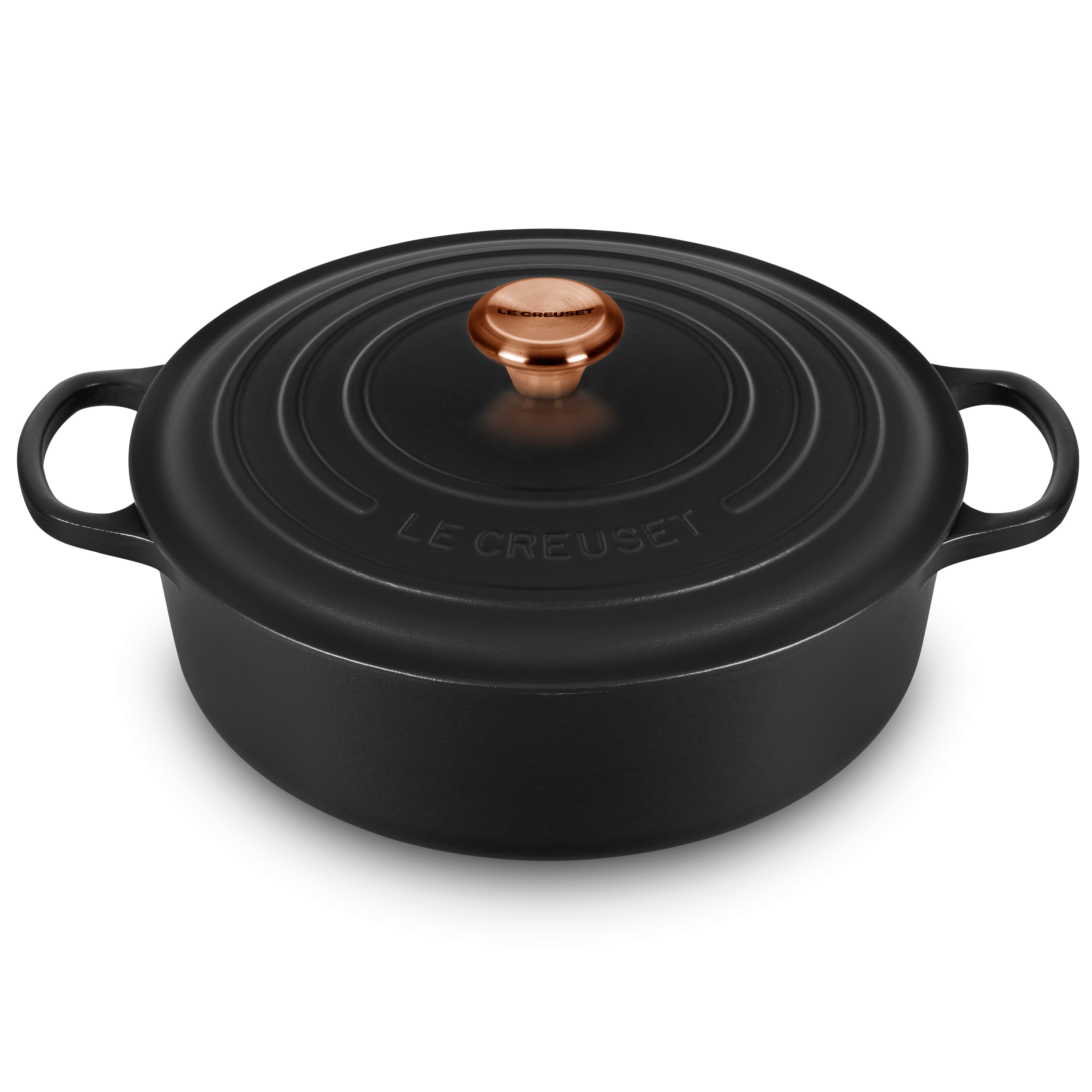 Le Creuset Signature Cast Iron 6.75-quart Licorice Round Wide Dutch Oven with Copper Knob