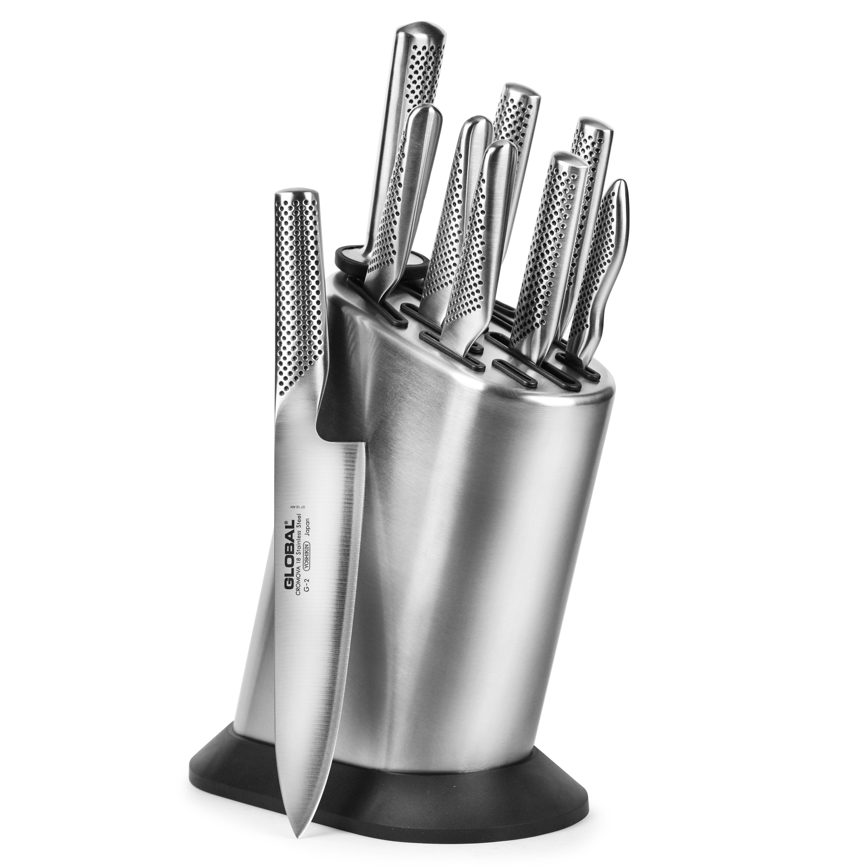 Global 10 Piece Stainless Steel Knife Block Set