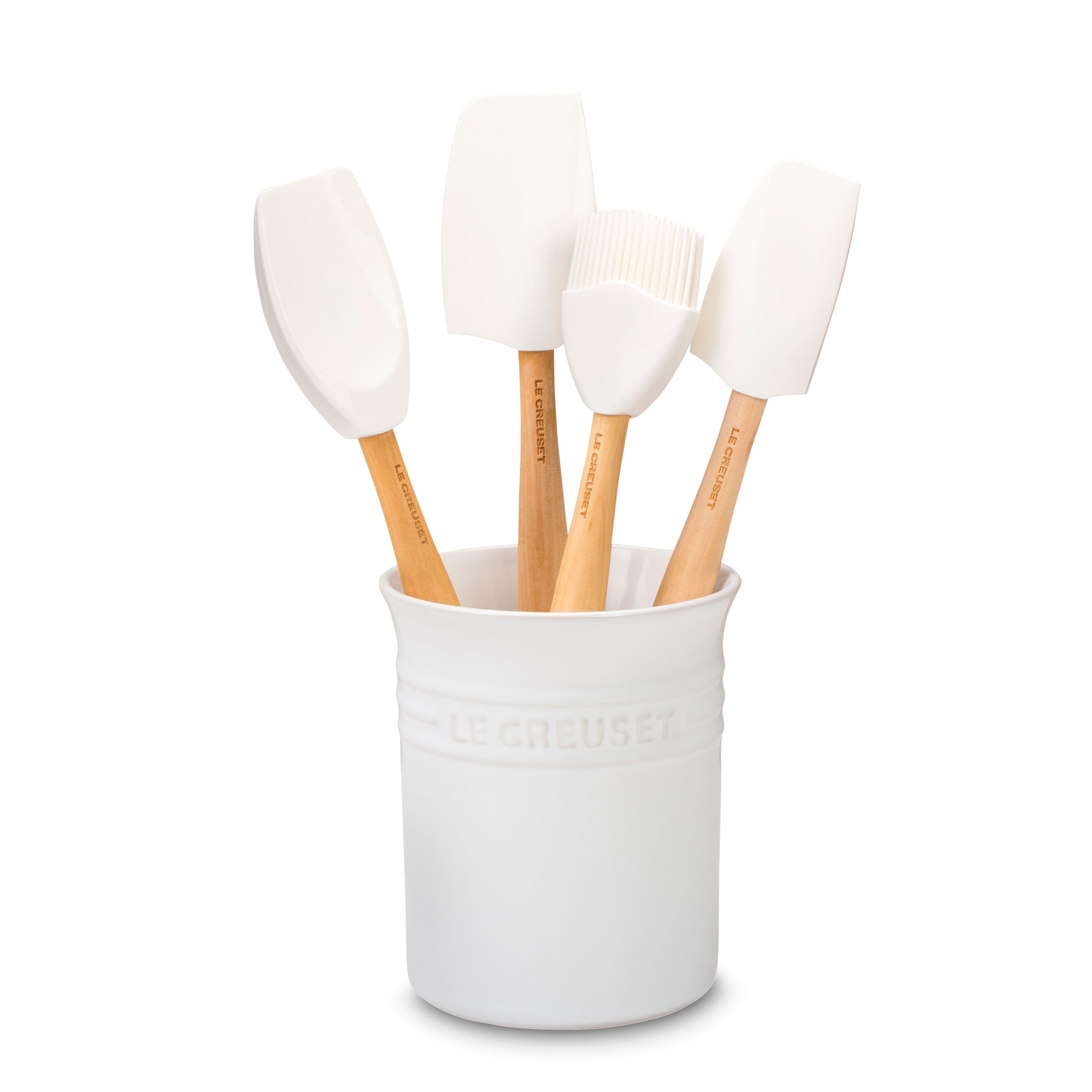 Le Creuset 5 Piece White Silicone Utensil Set