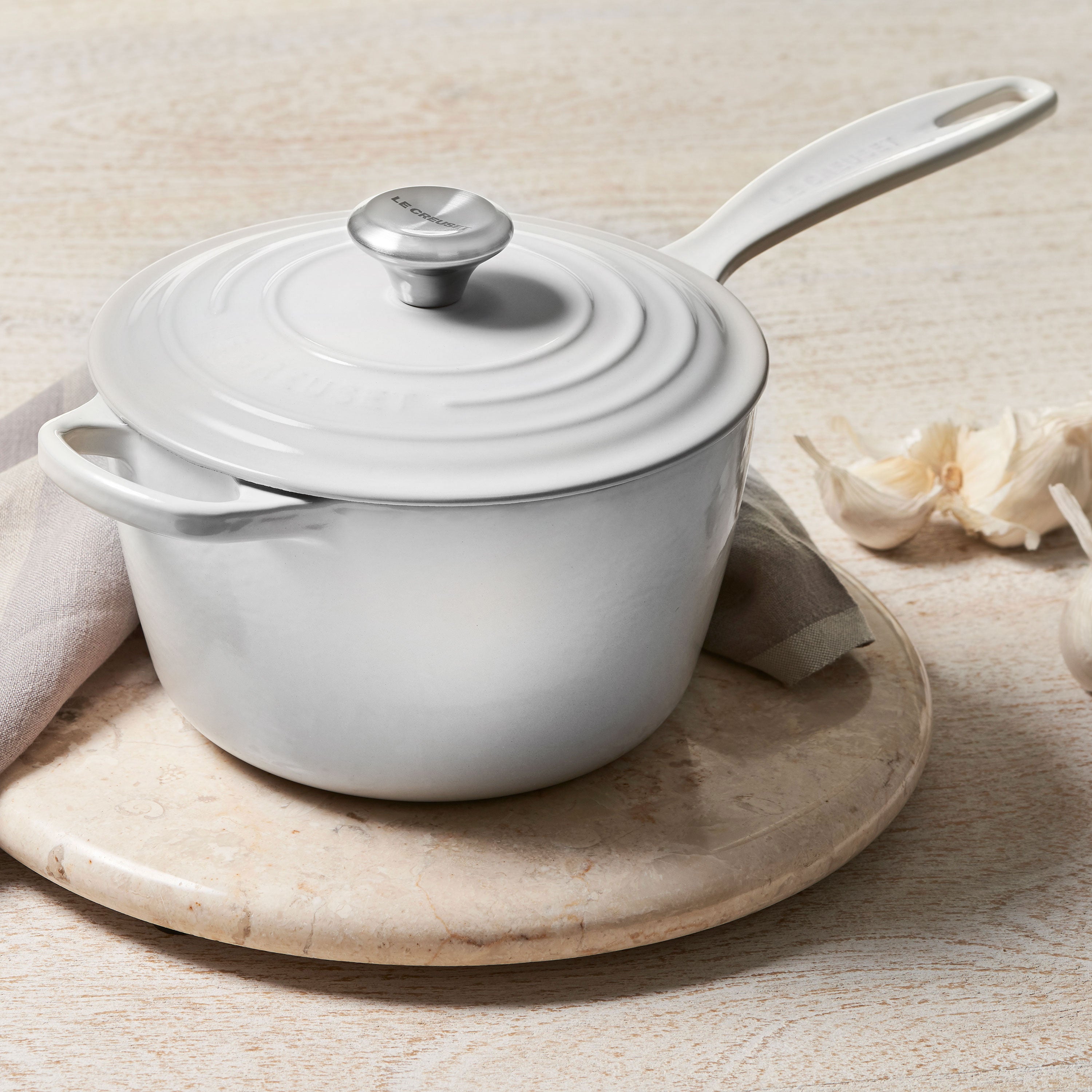 Le Creuset Signature Cast Iron 1.75-quart White Saucepan