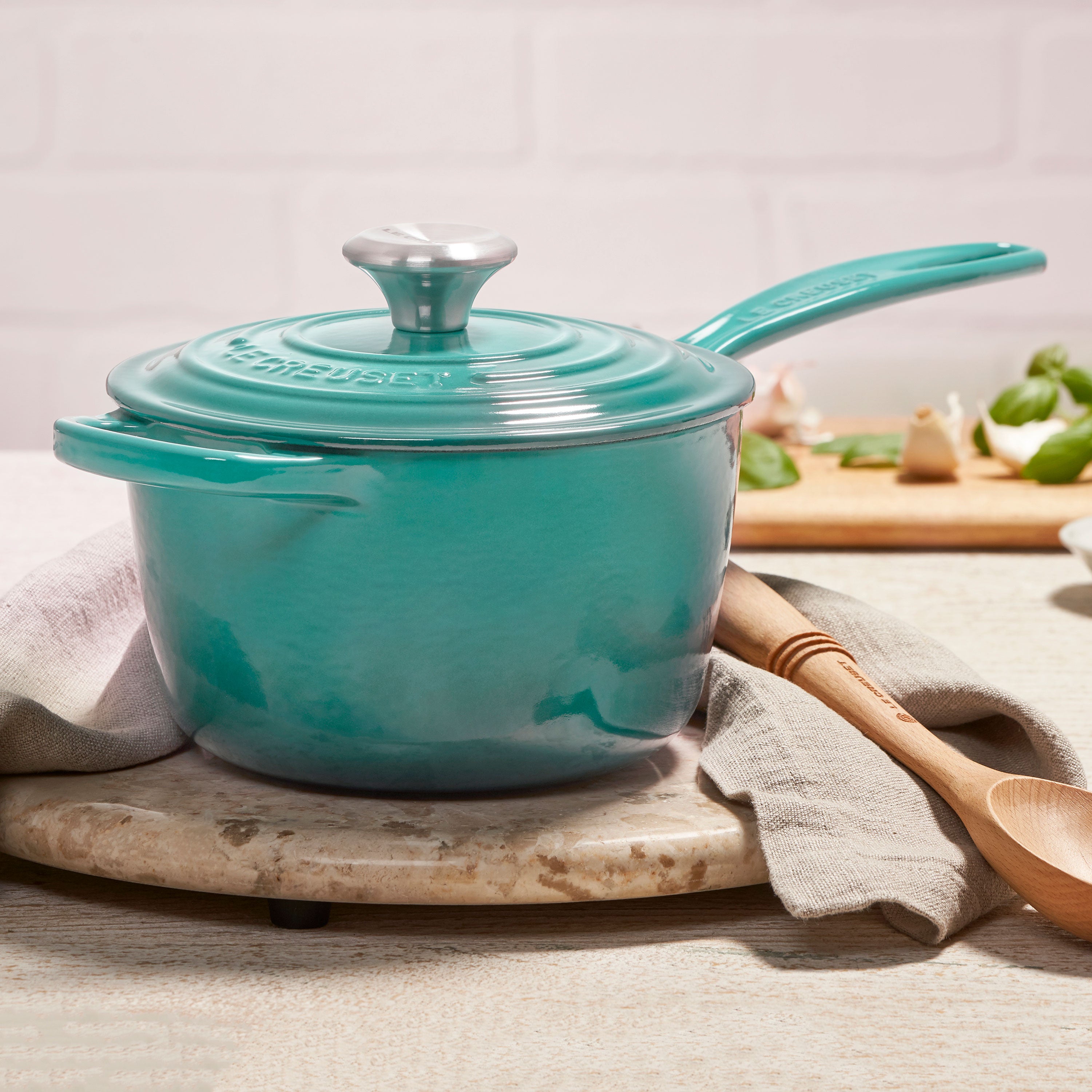 Le Creuset Signature Cast Iron 2.25-quart Caribbean Saucepan