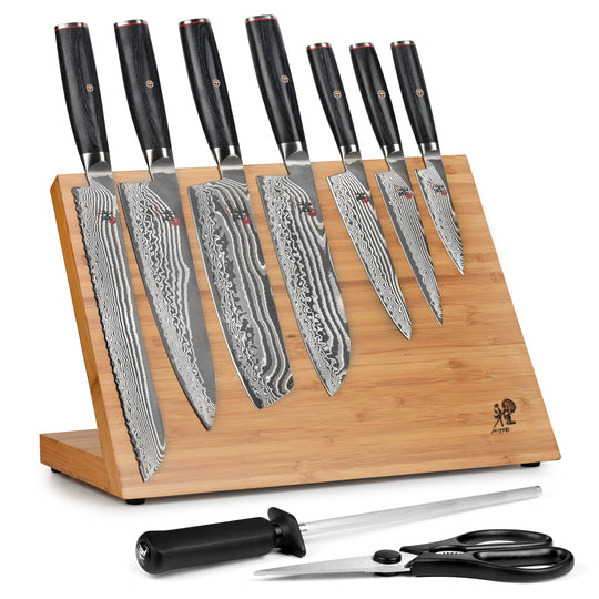  Enso SG2 7 Piece Dark Ash Slim Knife Block Set - Made