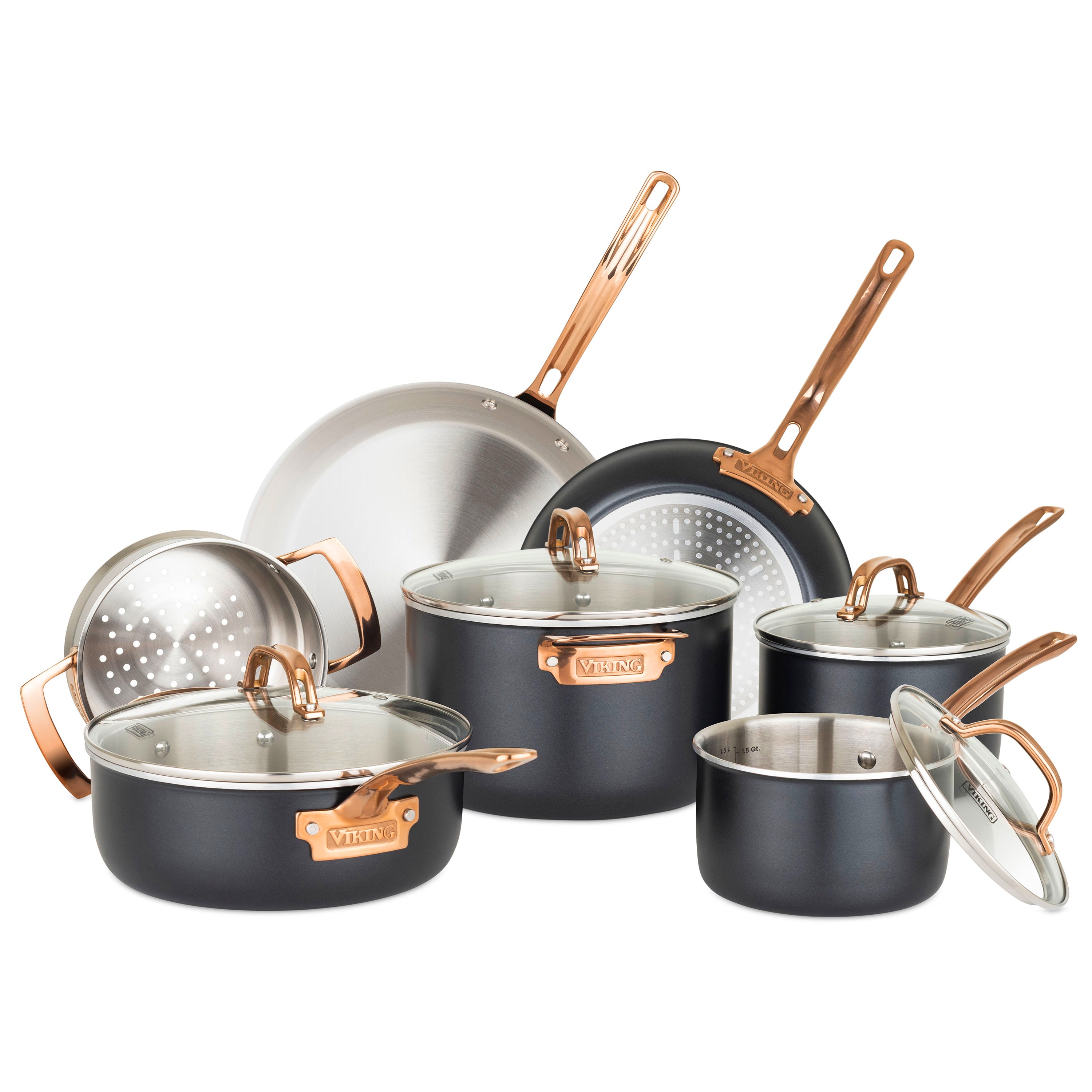 Viking 11 Piece Matte Black Tri-Ply Cookware Set