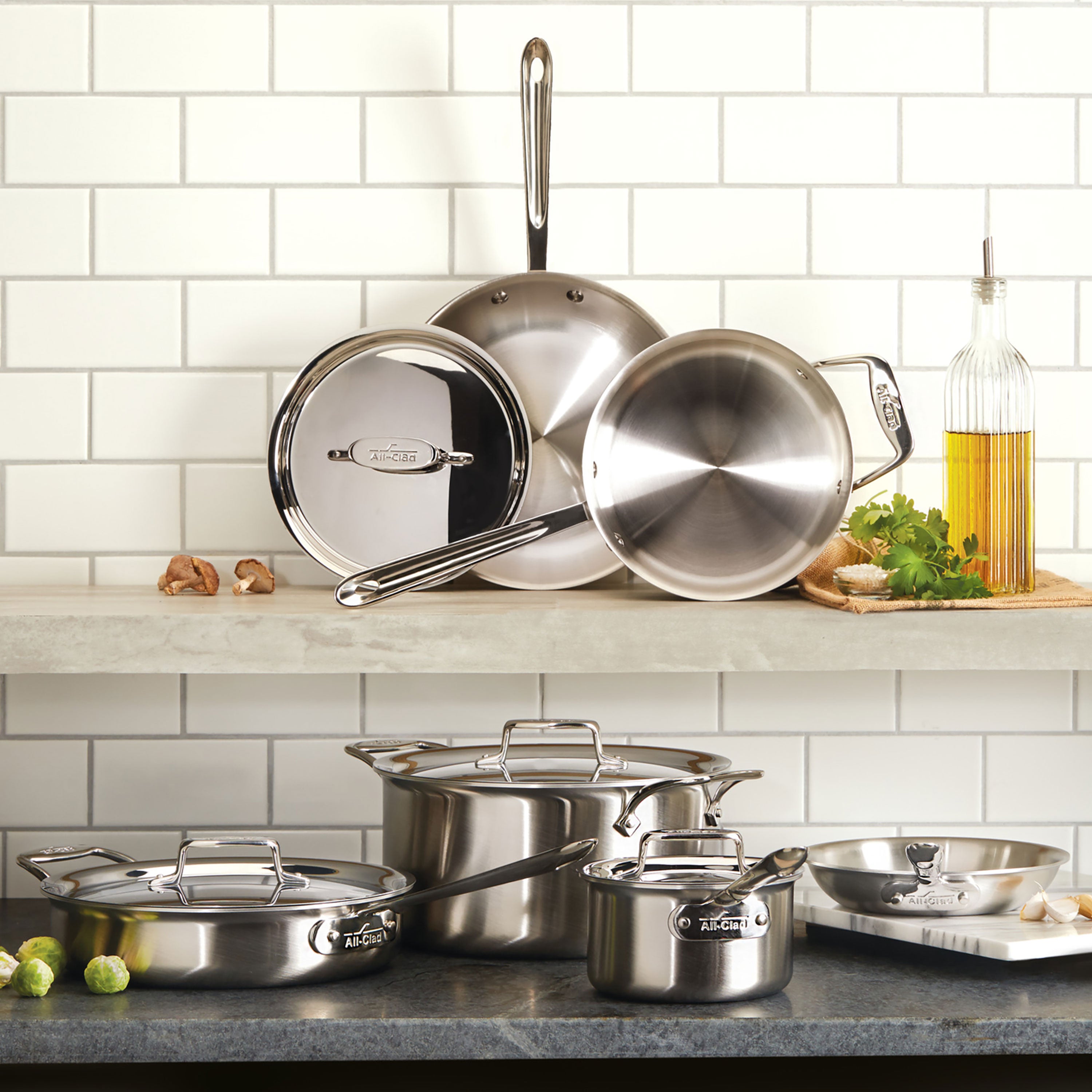 All-Clad d5 Brushed Stainless 10 Piece Cookware Set