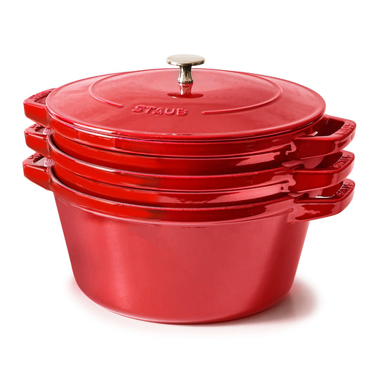 Staub Tall Dutch Oven - 5-qt Cast Iron Cocotte - Cherry Red – Cutlery and  More