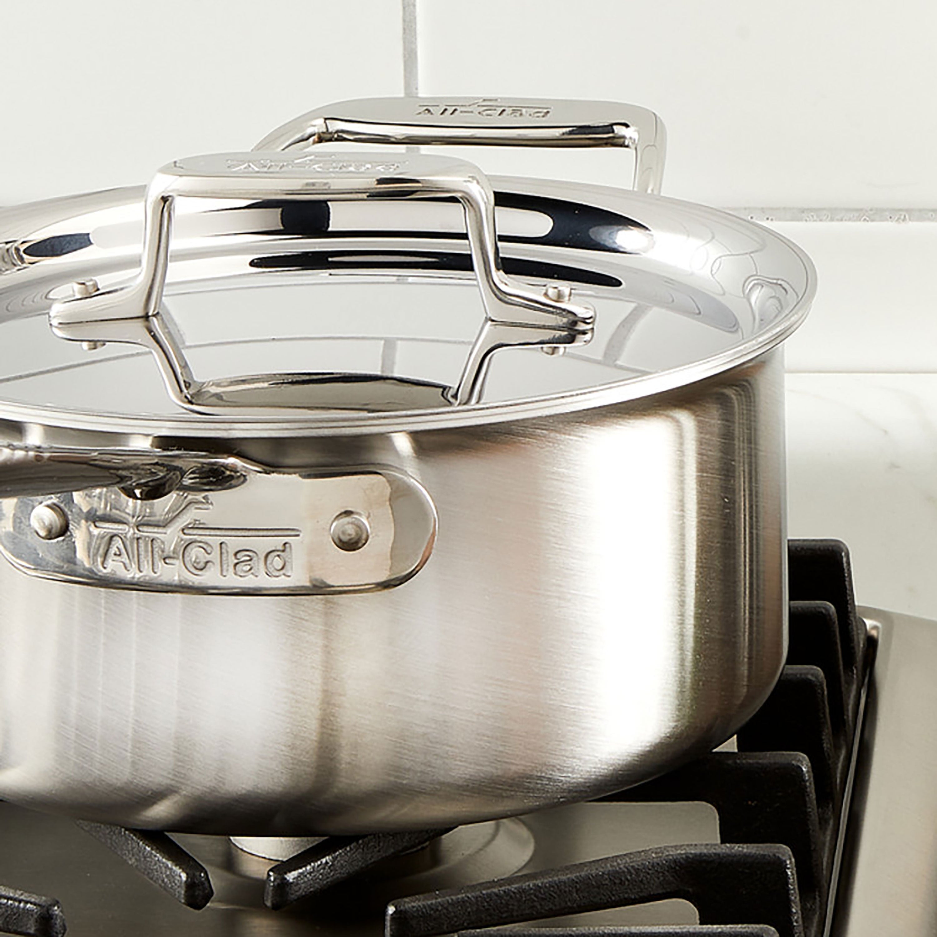 All-Clad d5 Brushed Stainless 4-quart Saucepan with Loop Handle