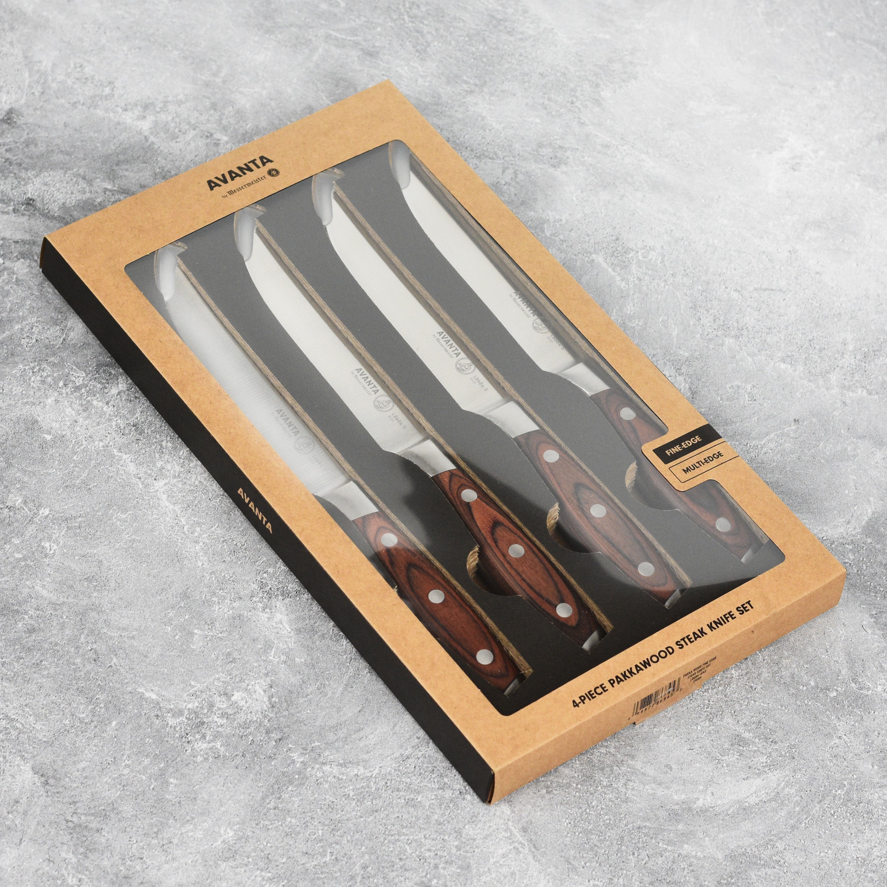 Messermeister Avanta Forged 4 Piece Steak Knife Set with Pakkawood Handles