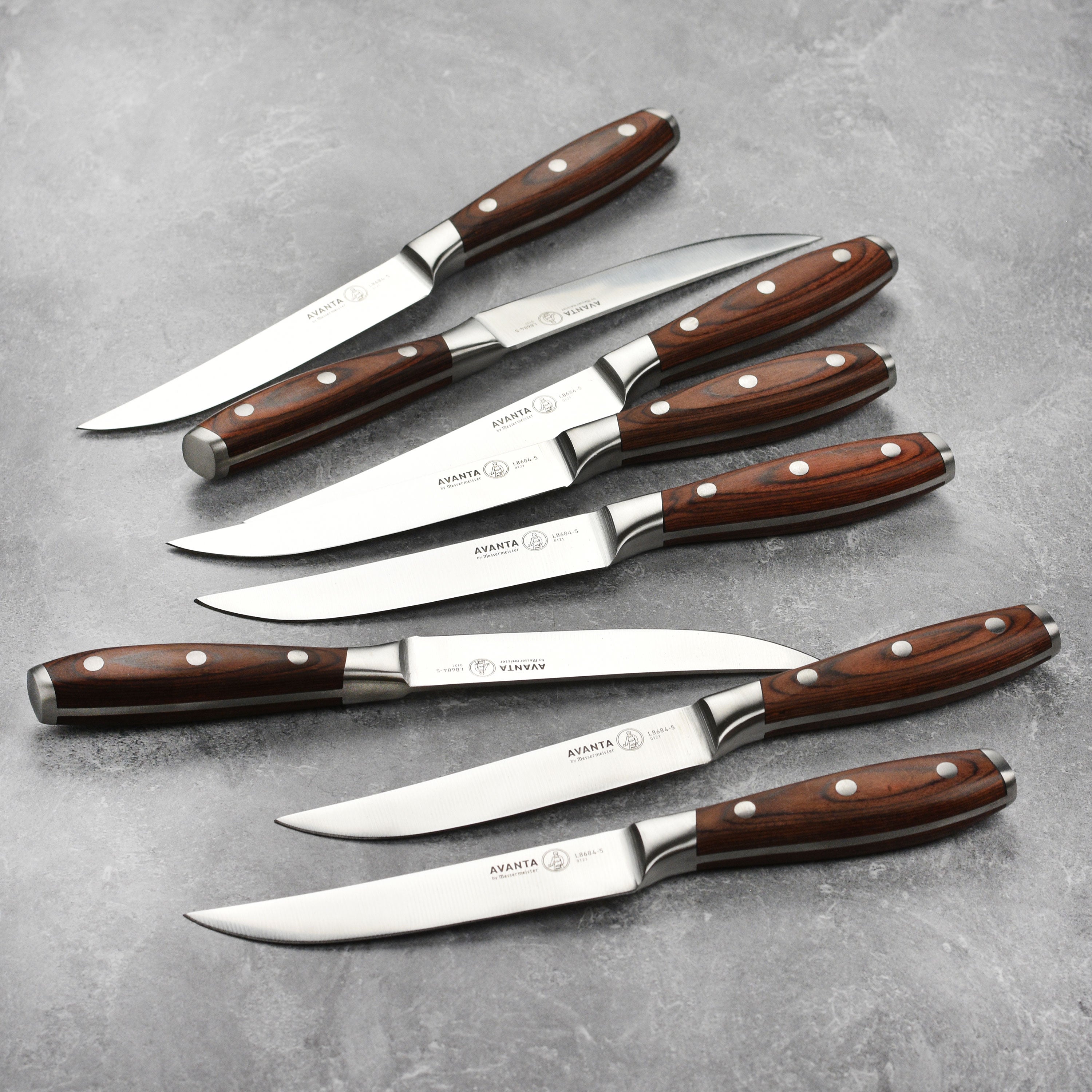 Messermeister Avanta Forged 8 Piece Steak Knife Set with Pakkawood Handles