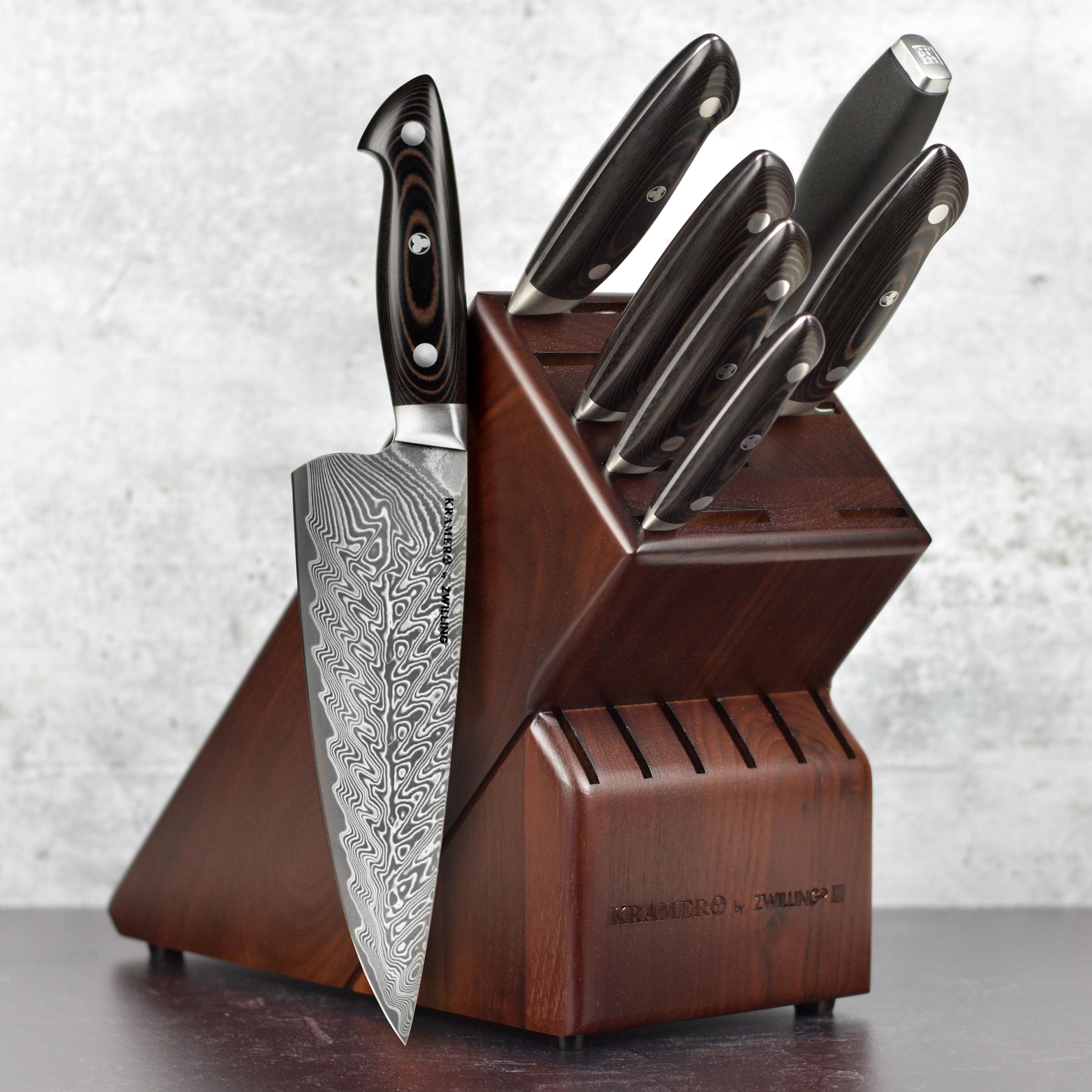 Kramer Stainless Damascus 8 Piece Knife Block Set