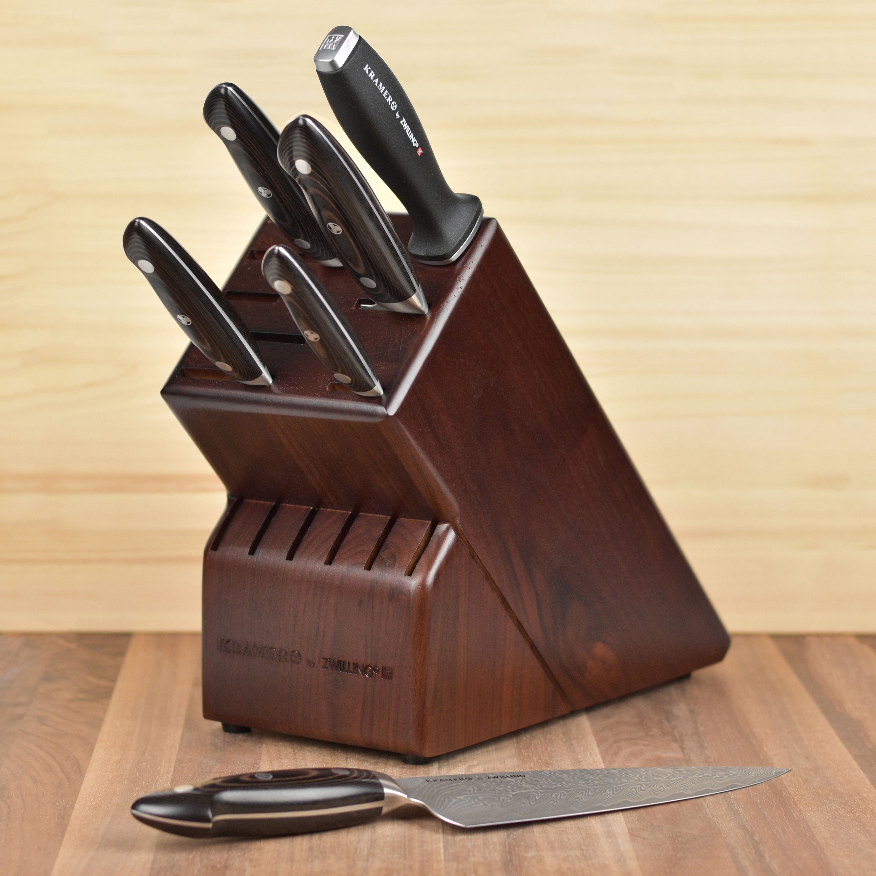 Kramer Stainless Damascus 7 Piece Knife Block Set