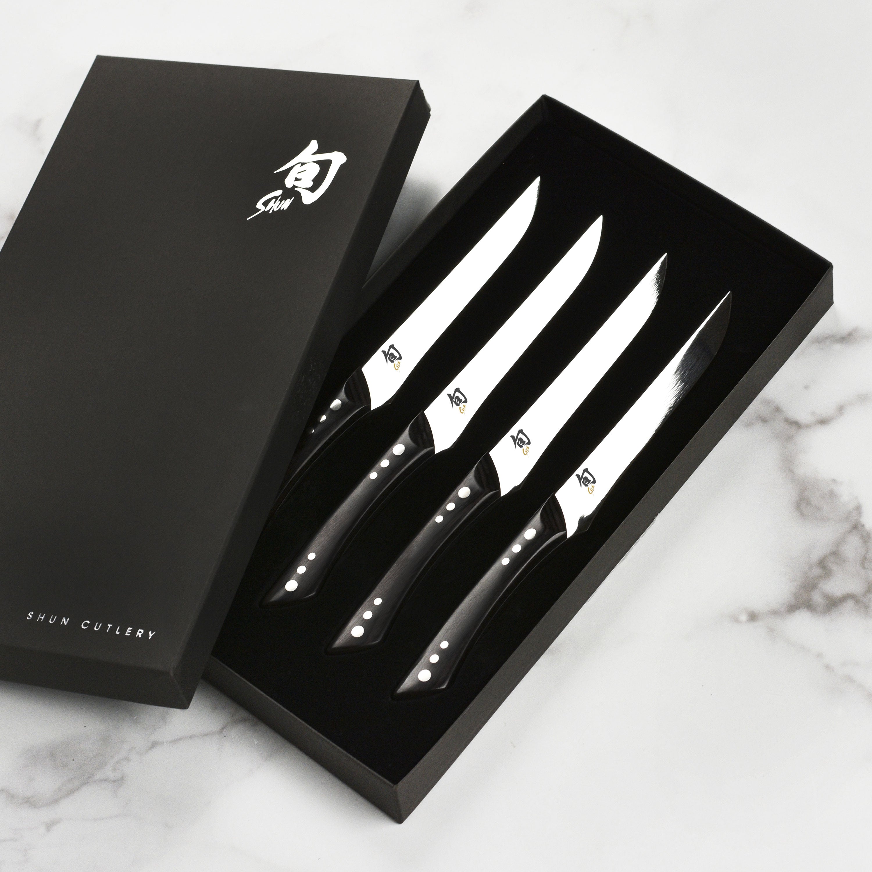 Shun 4 Piece Shima Steak Knife Set, Black Pakkawood