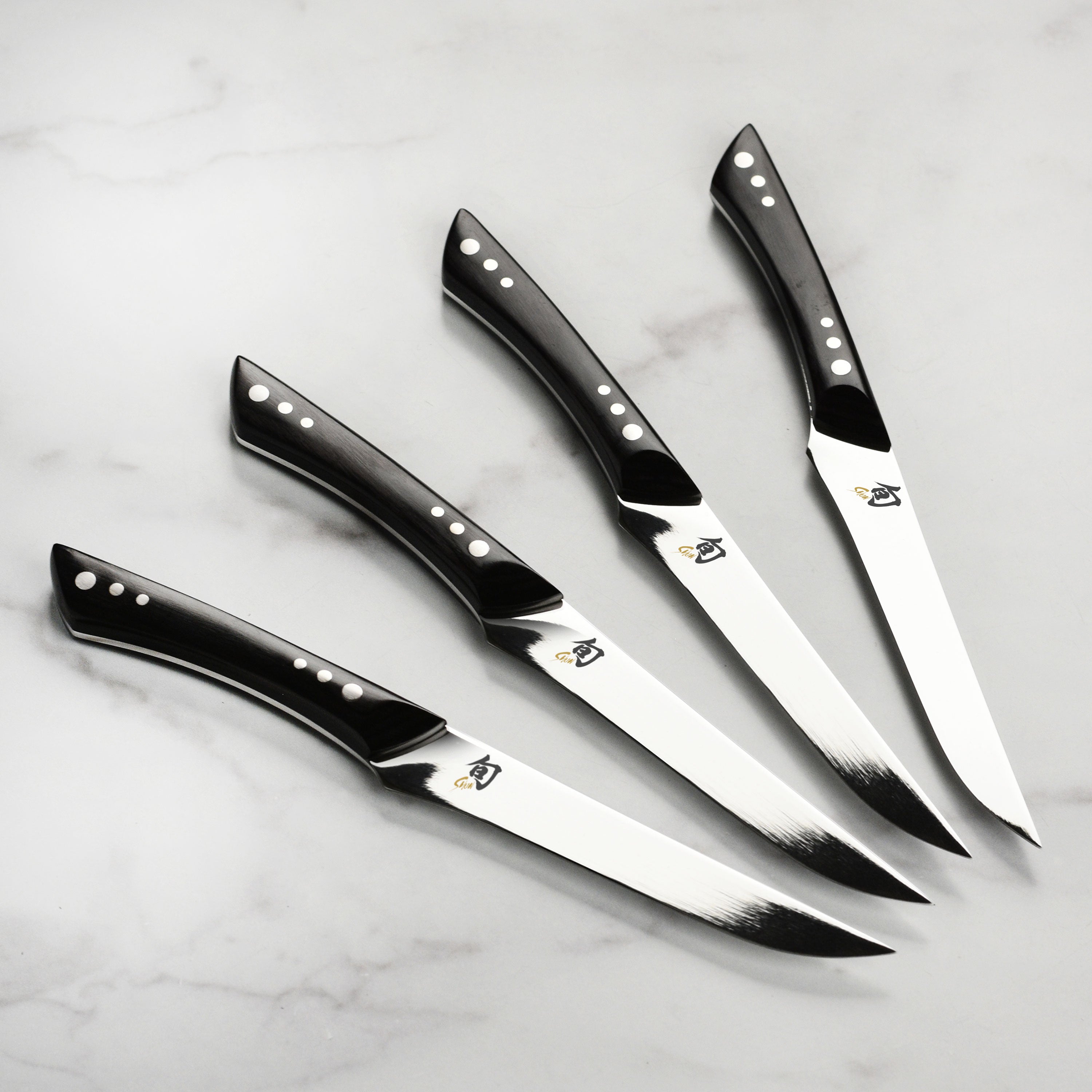 Shun 4 Piece Shima Steak Knife Set, Black Pakkawood