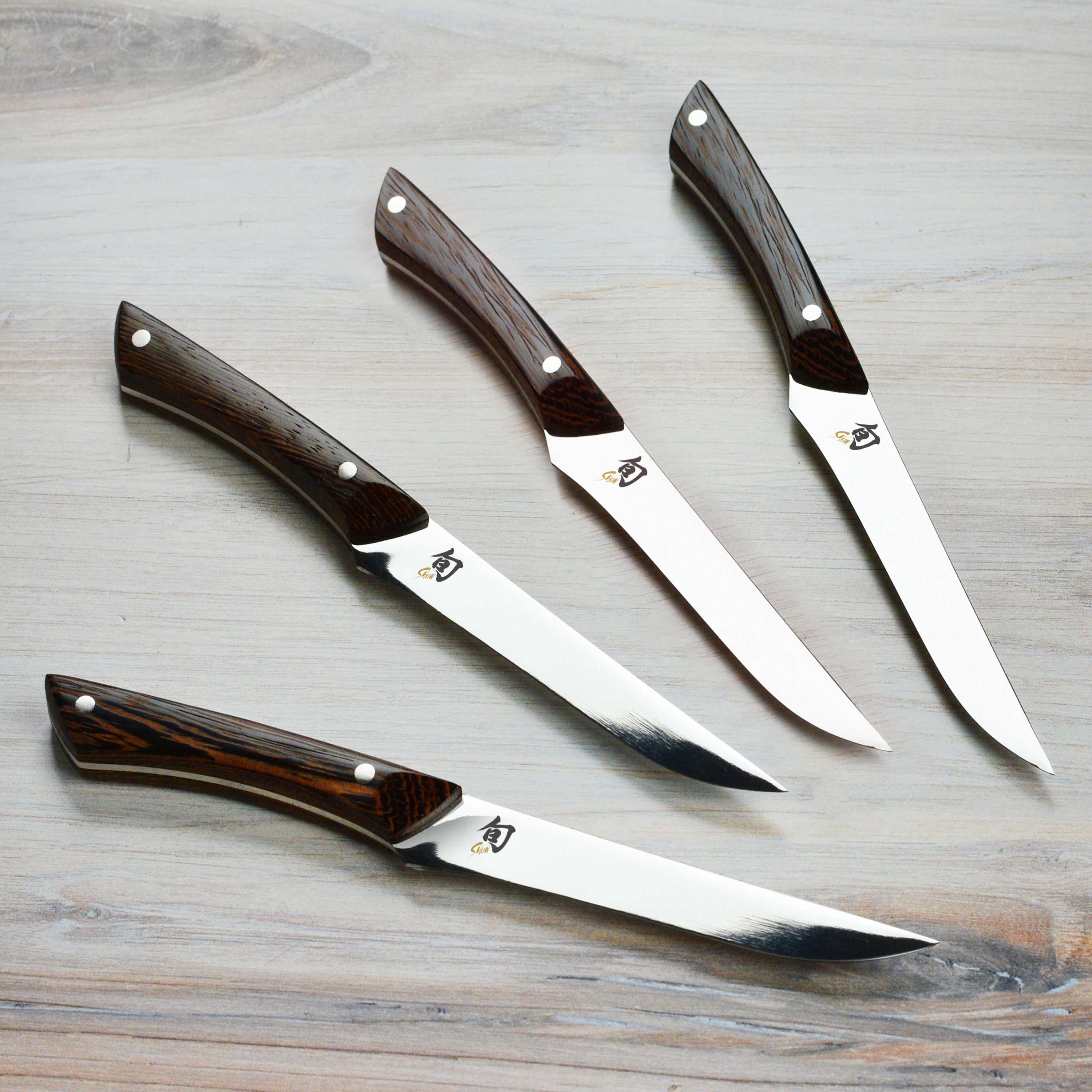 Shun 4 Piece Shima Steak Knife Set, Natural Tagayasan