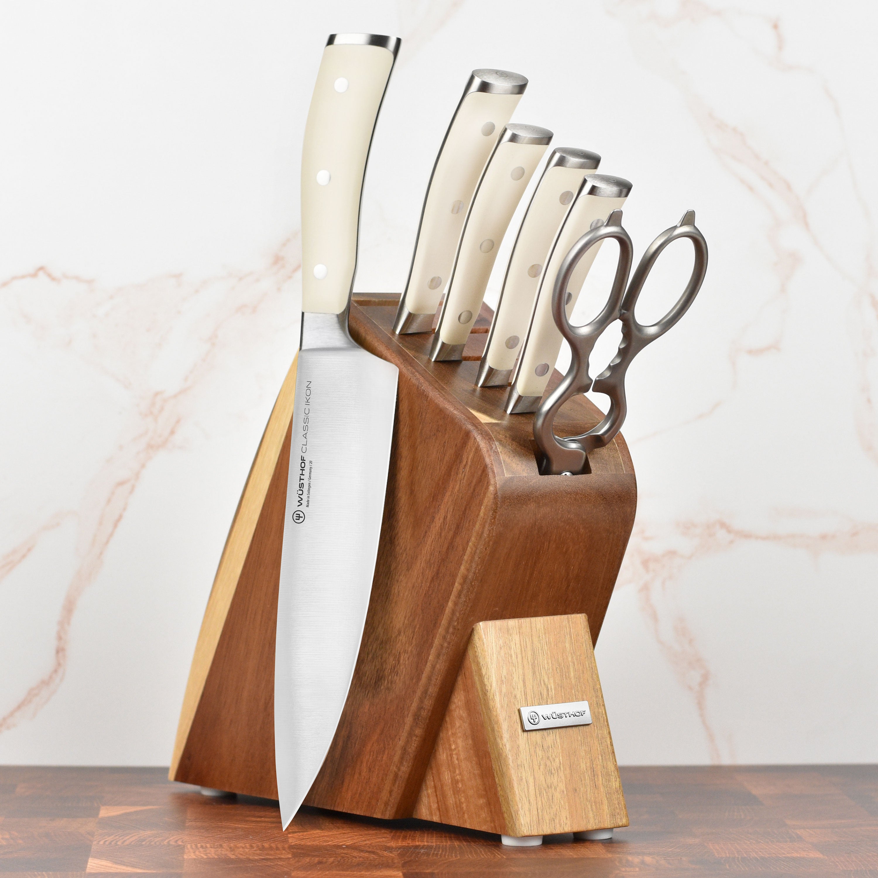 Wusthof Classic Ikon Creme 7 Piece Acacia Slim Knife Block Set