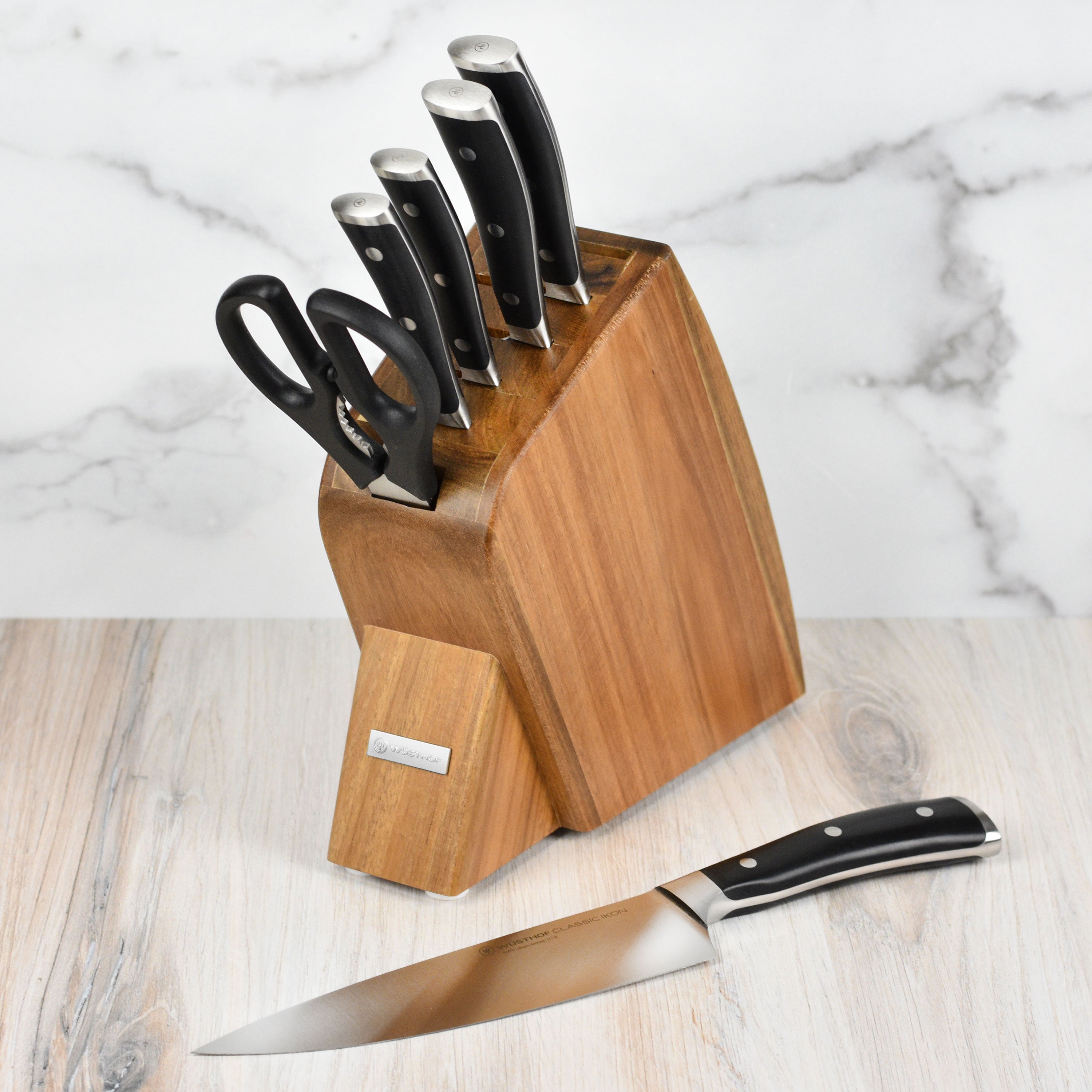 Wusthof Classic Ikon 7 Piece Acacia Slim Knife Block Set