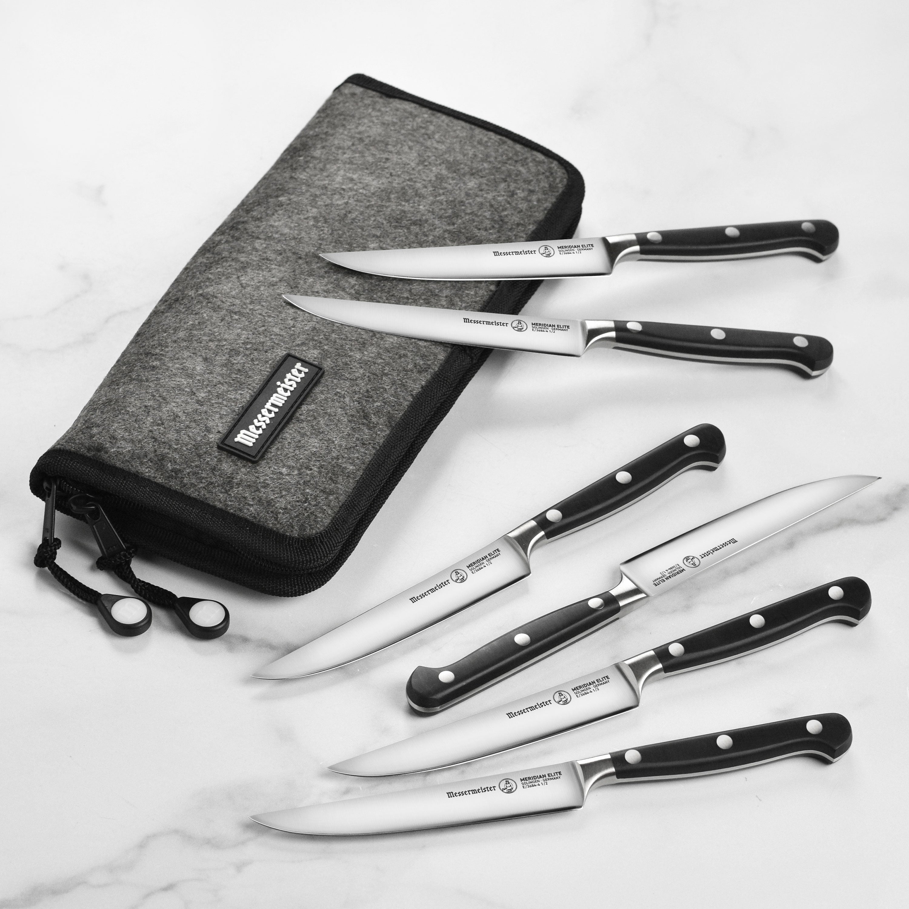 Messermeister Meridian Elite 6 Piece Steak Knife Set with Pouch