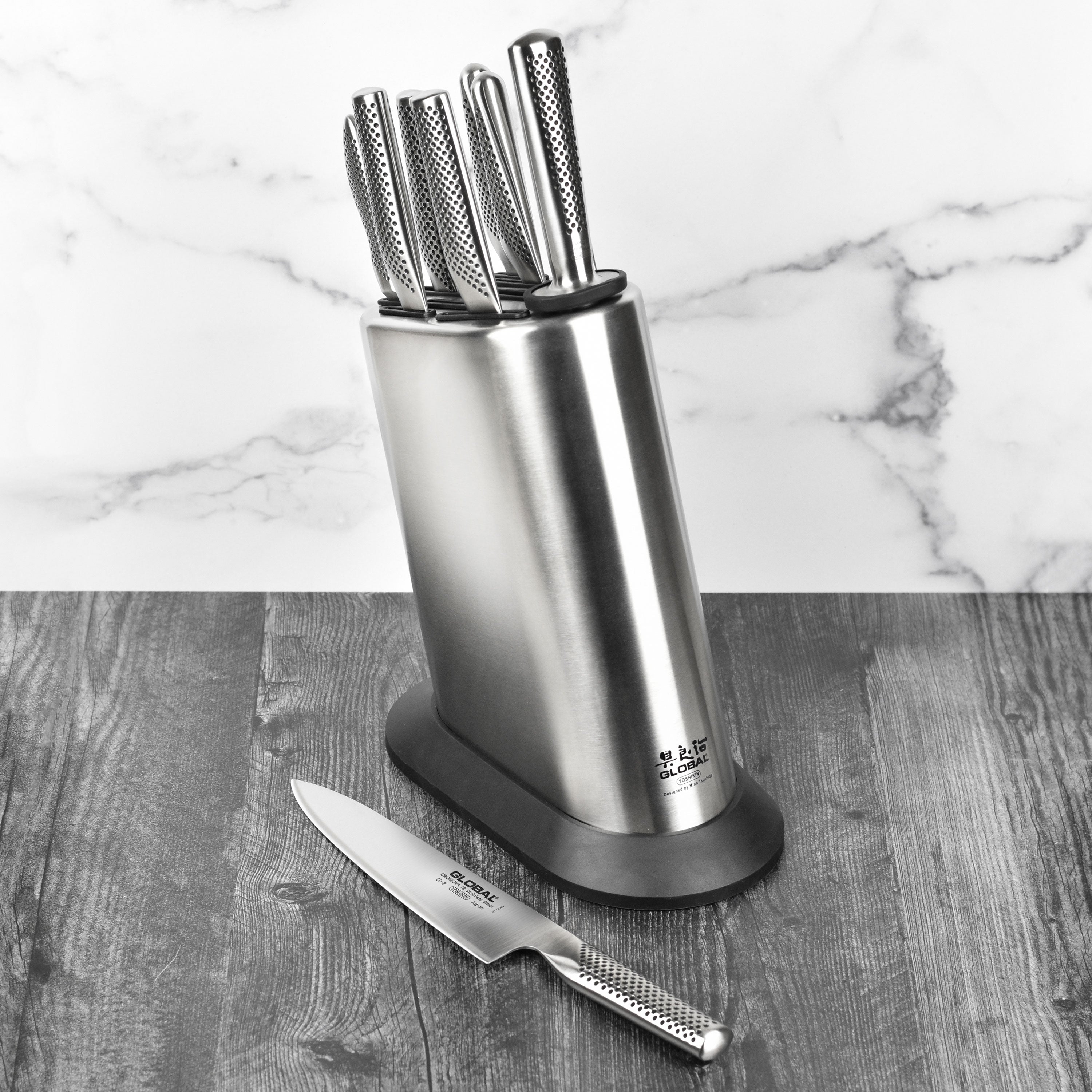 Global 10 Piece Stainless Steel Knife Block Set