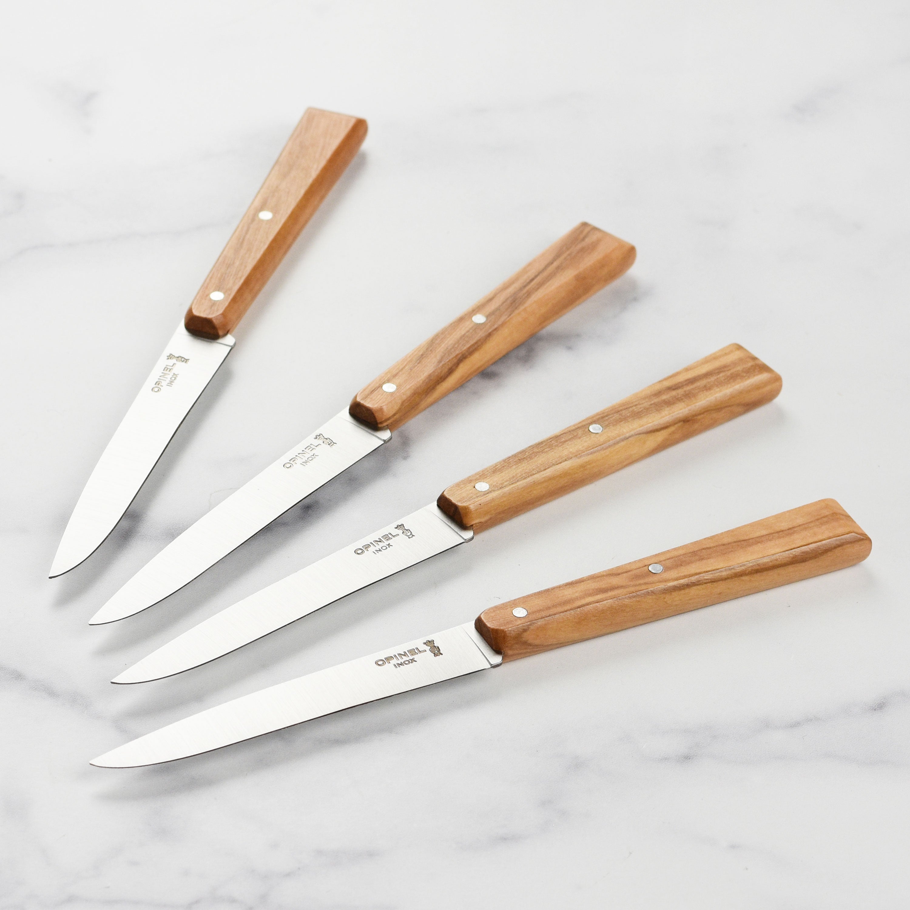 Opinel 4 Piece Olive Wood Handle Steak Knife Set