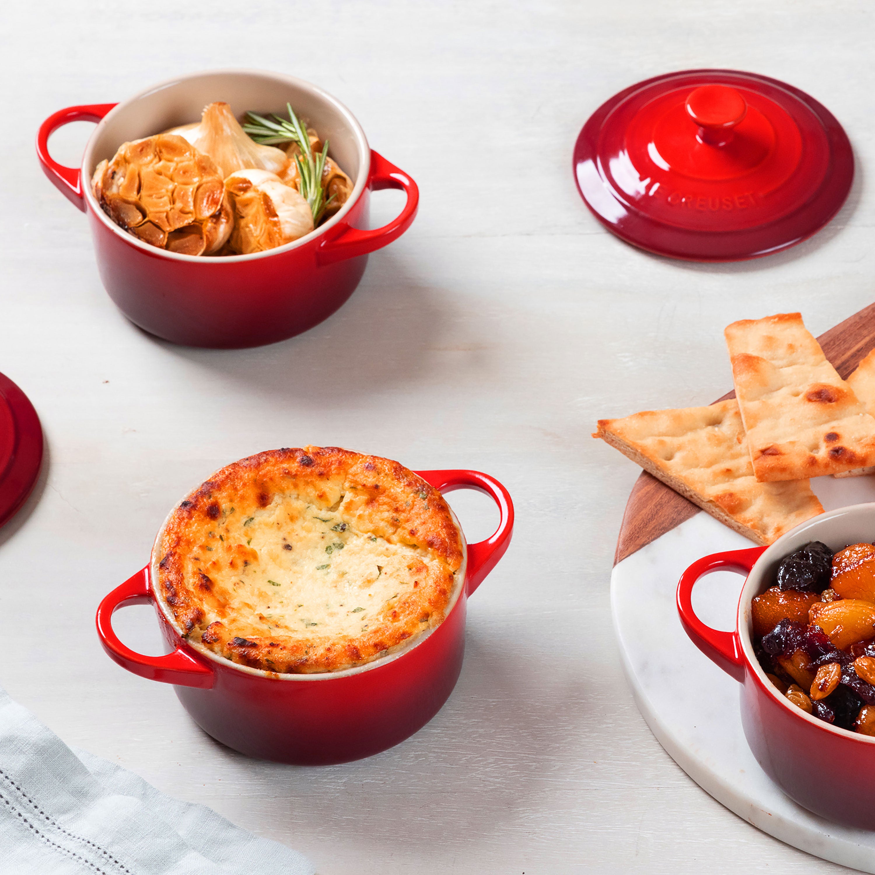 Le Creuset Stoneware Cerise Mini Cocotte Set