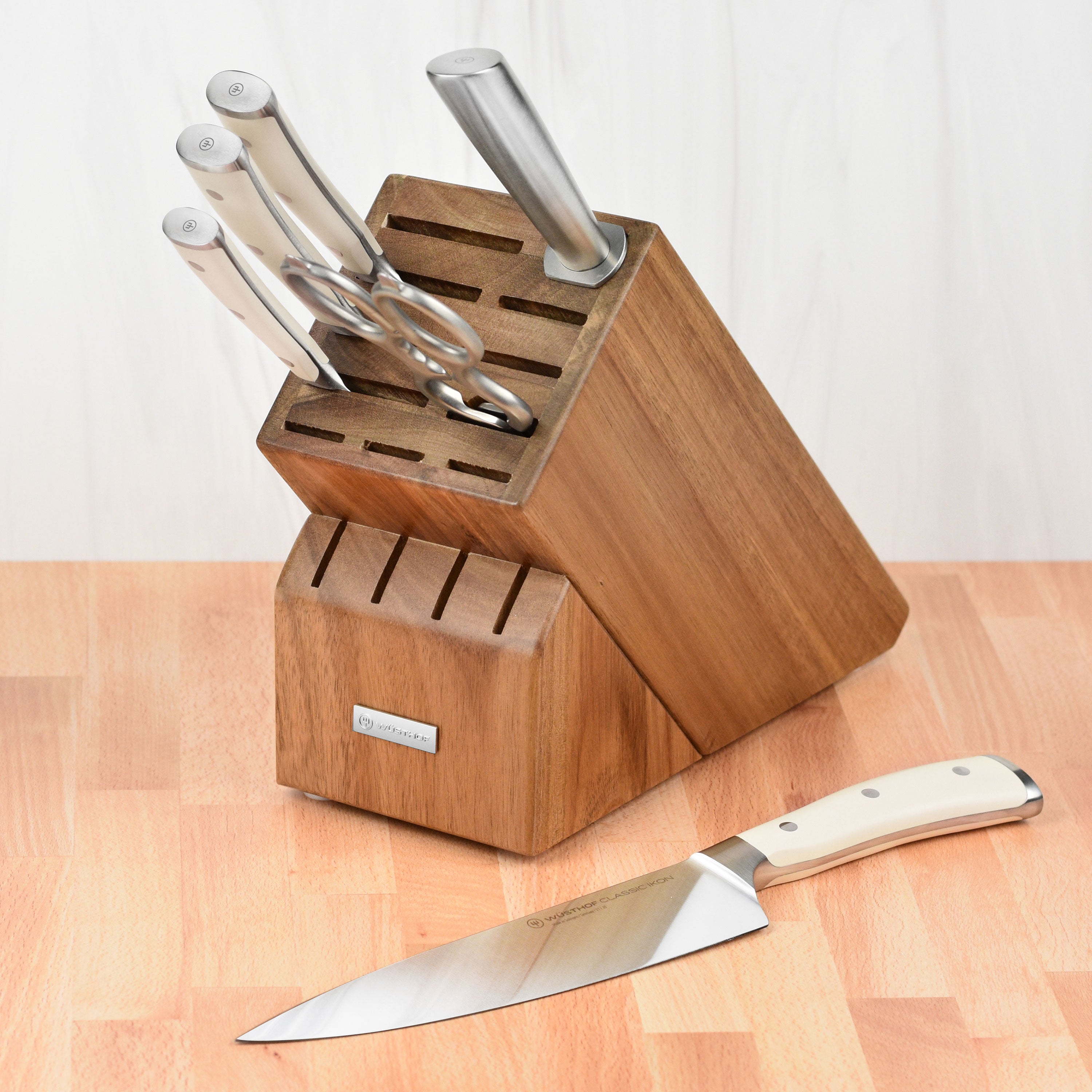 Wusthof Classic Ikon Creme 7 Piece Acacia Knife Block Set