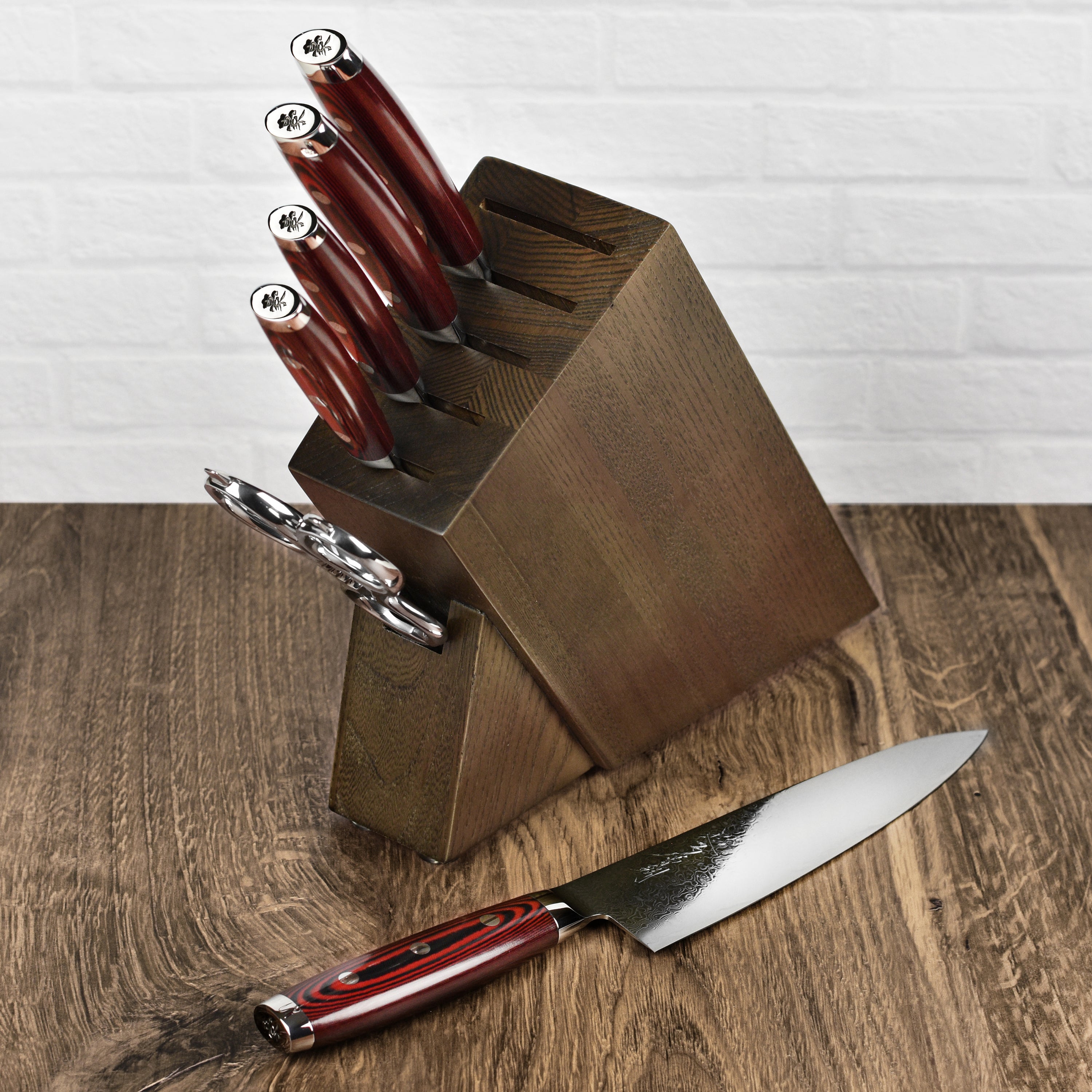 Yaxell Super Gou SG2 7 Piece Dark Ash Slim Knife Block Set