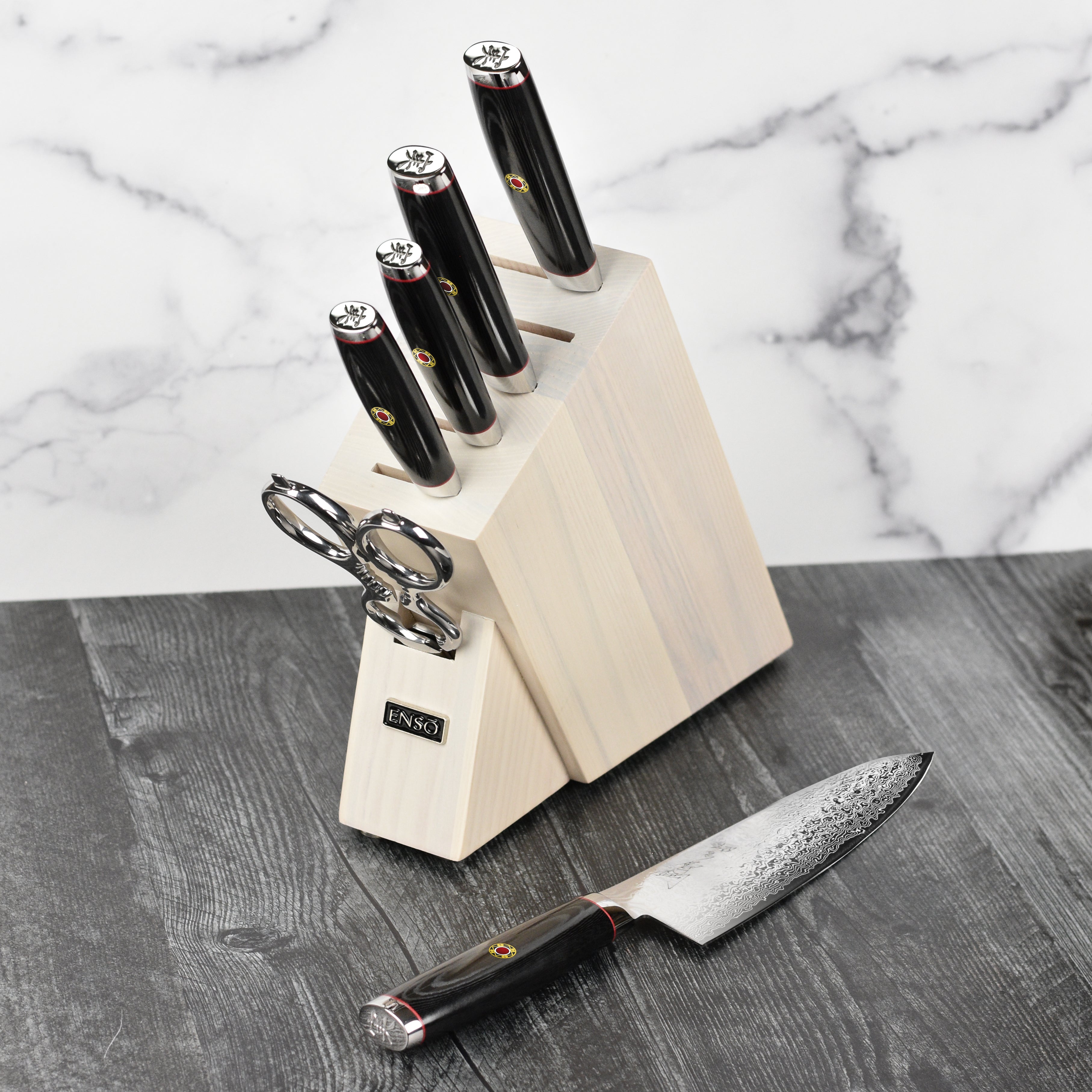 Enso SG2 7 Piece Gray Ash Slim Knife Block Set