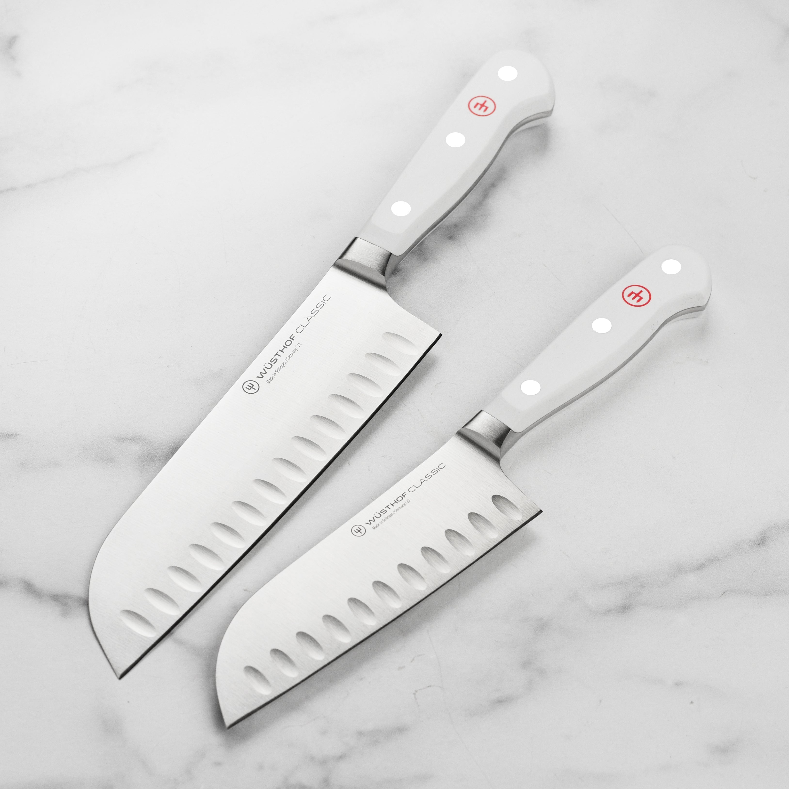 Wusthof Classic White 2 Piece Hollow Edge Santoku Knife Set