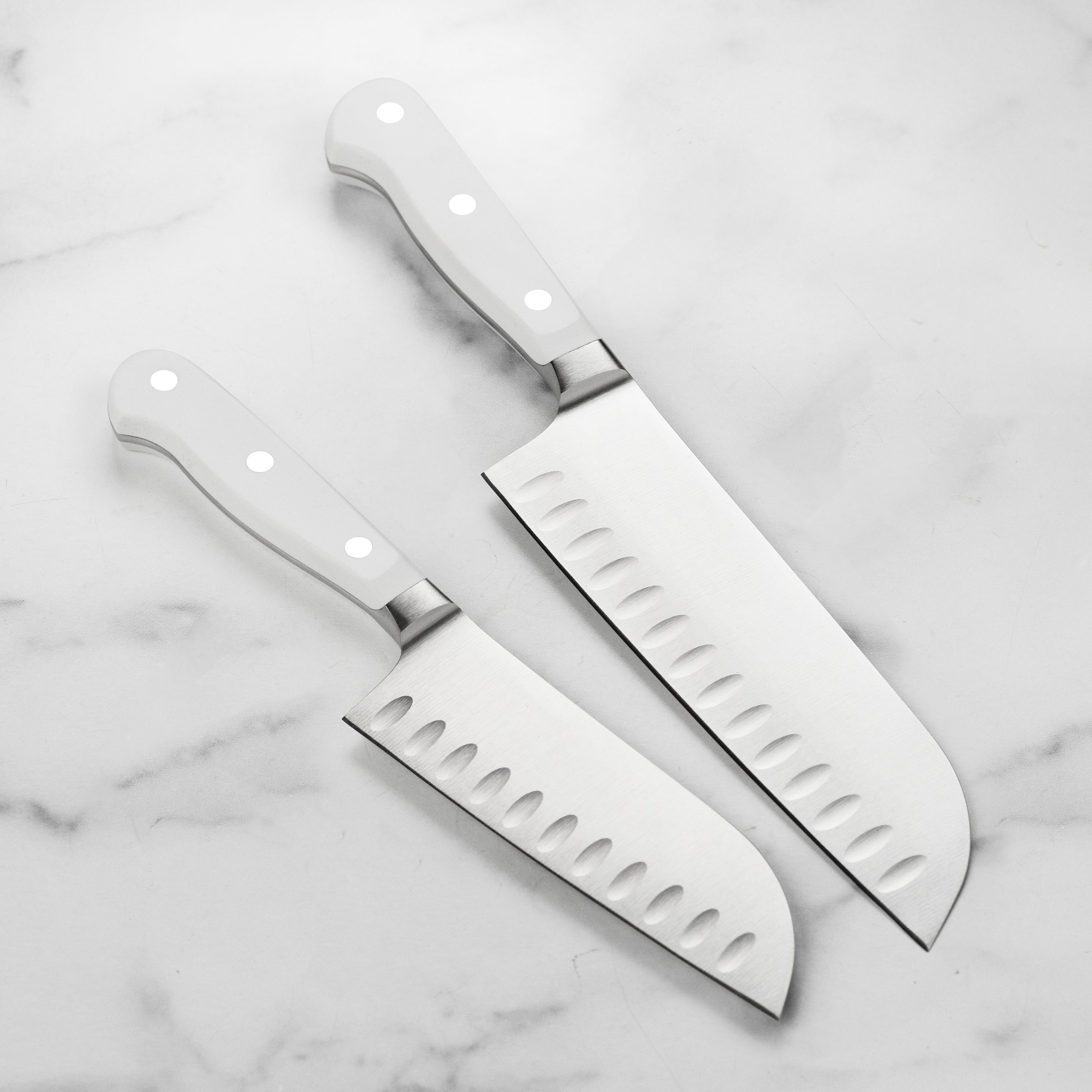 Wusthof Classic White 2 Piece Hollow Edge Santoku Knife Set