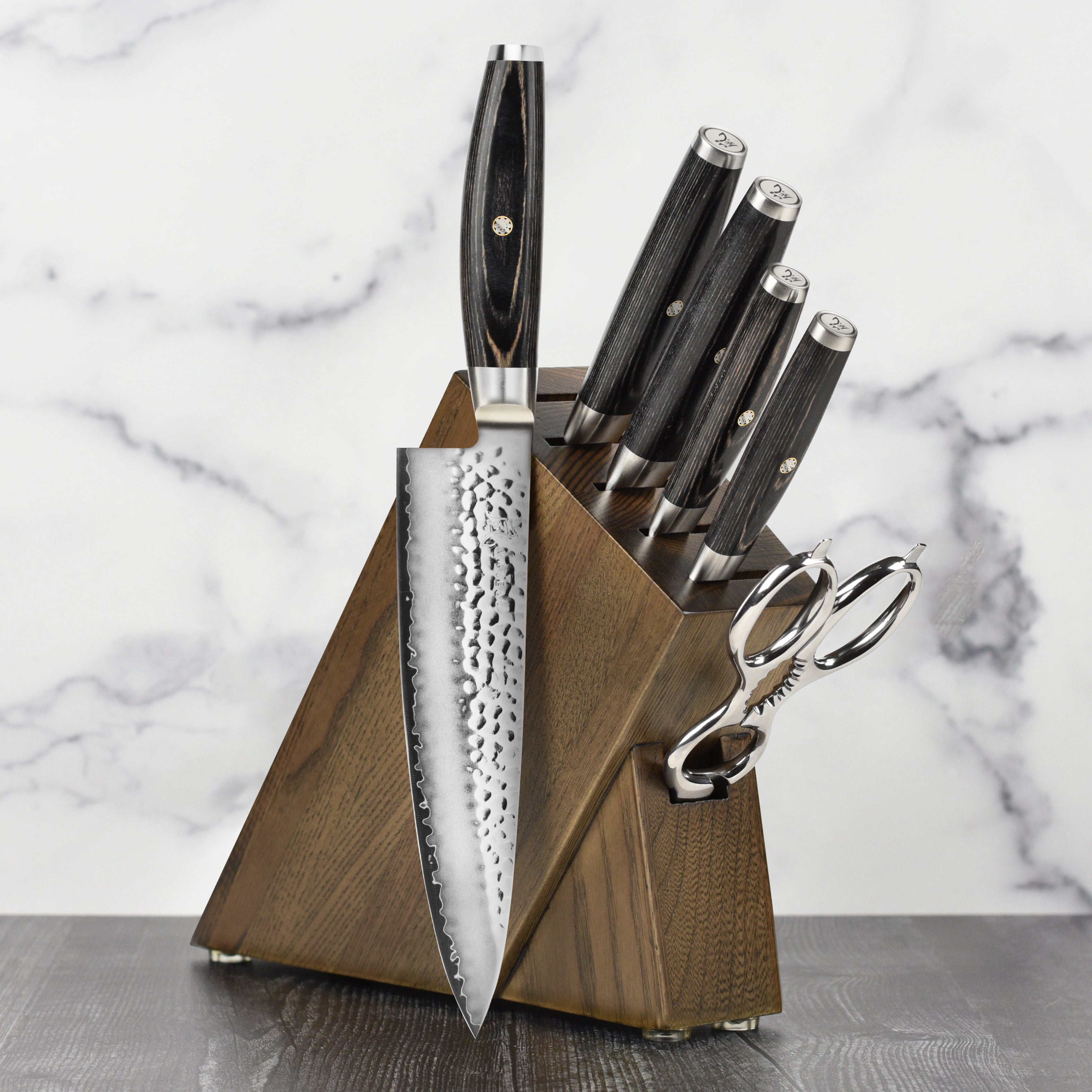 Yaxell Ketu SG2 7 Piece Dark Ash Slim Knife Block Set