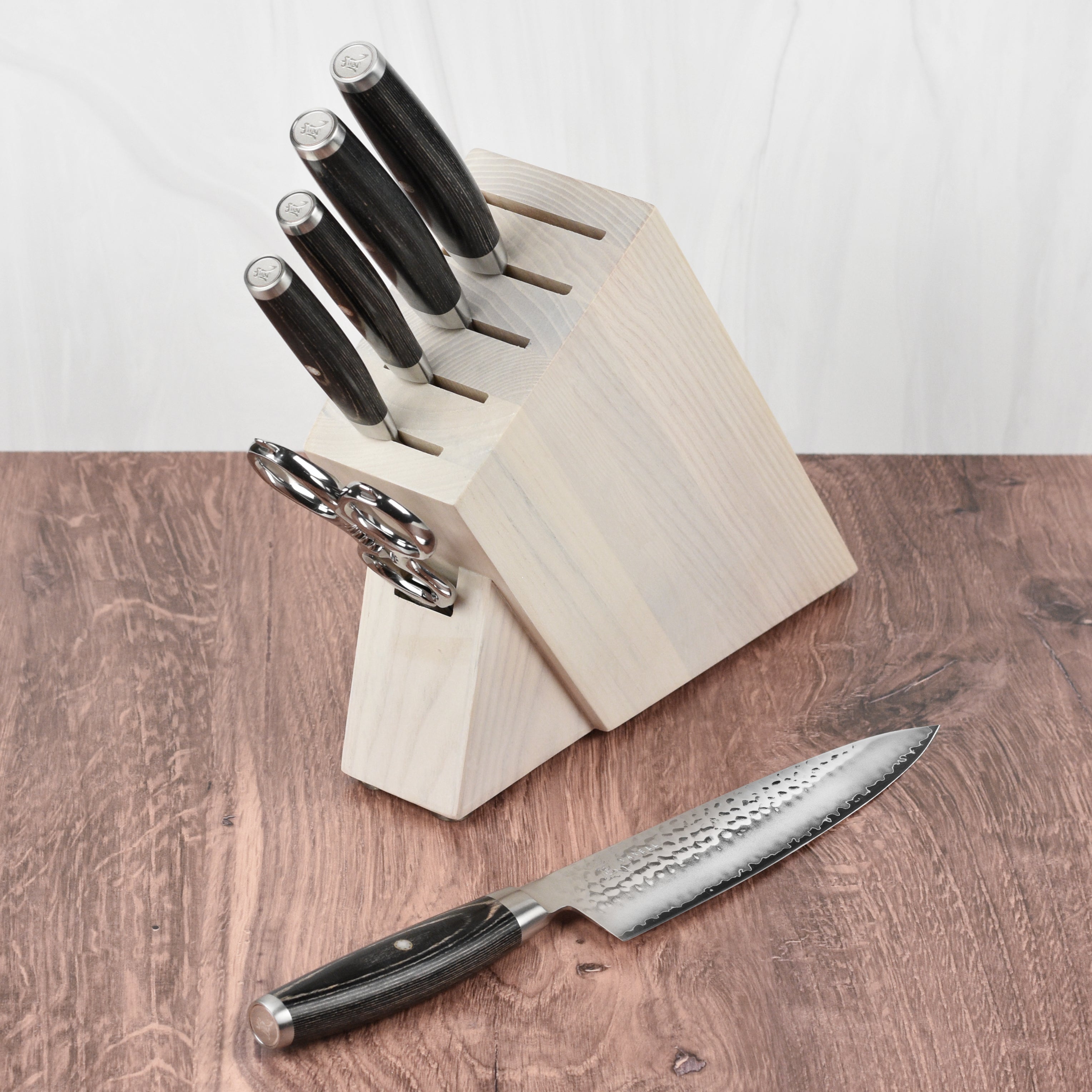 Yaxell Ketu SG2 7 Piece Gray Ash Slim Knife Block Set