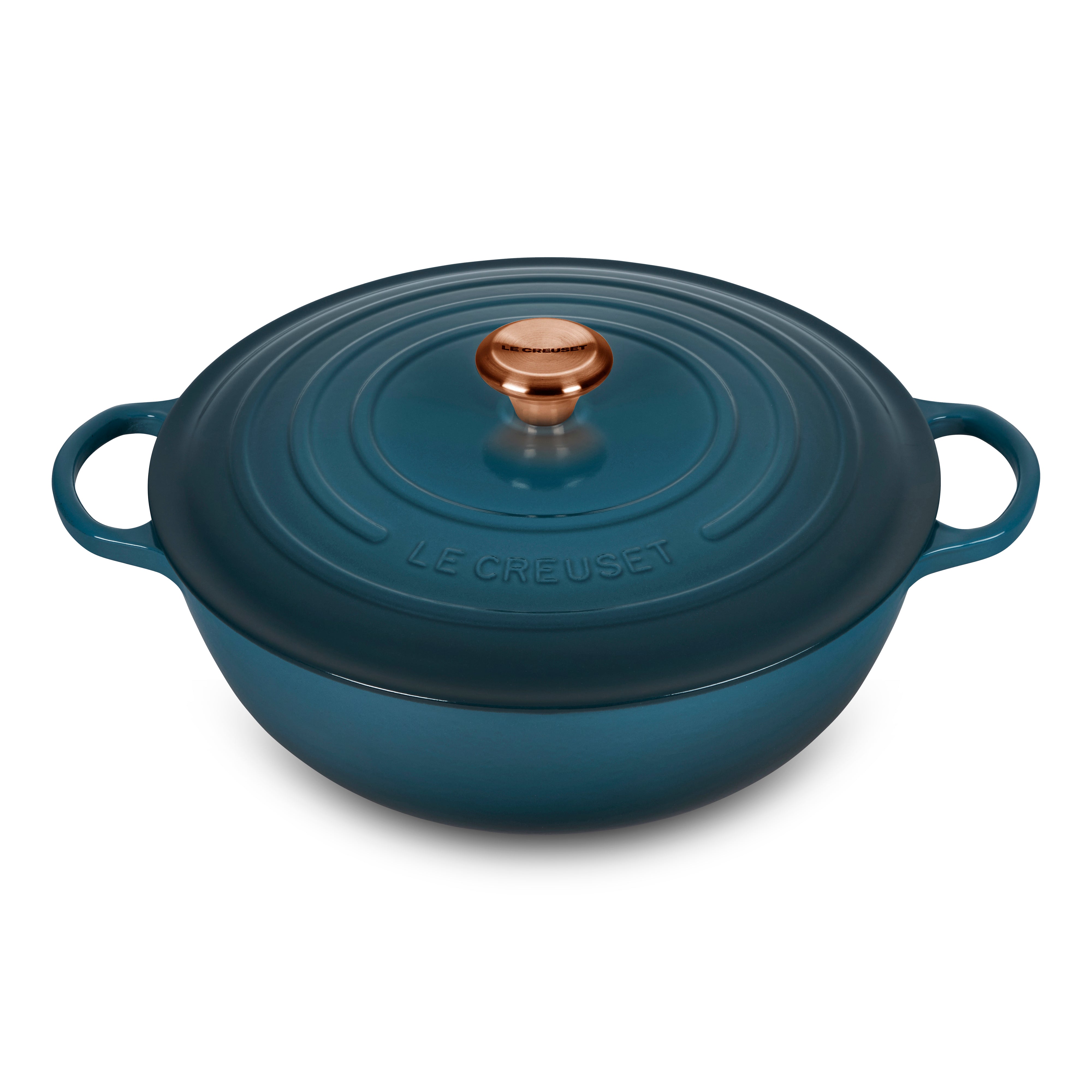 Le Creuset Signature Cast Iron 7.5-quart Deep Teal Chef's Oven with Copper Knob