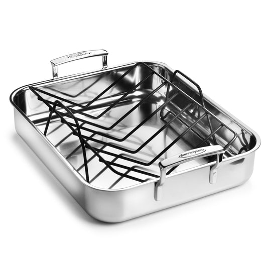 Viking 3-Ply Oval Roaster 8.5-Quart with Metal Induction Lid Rack