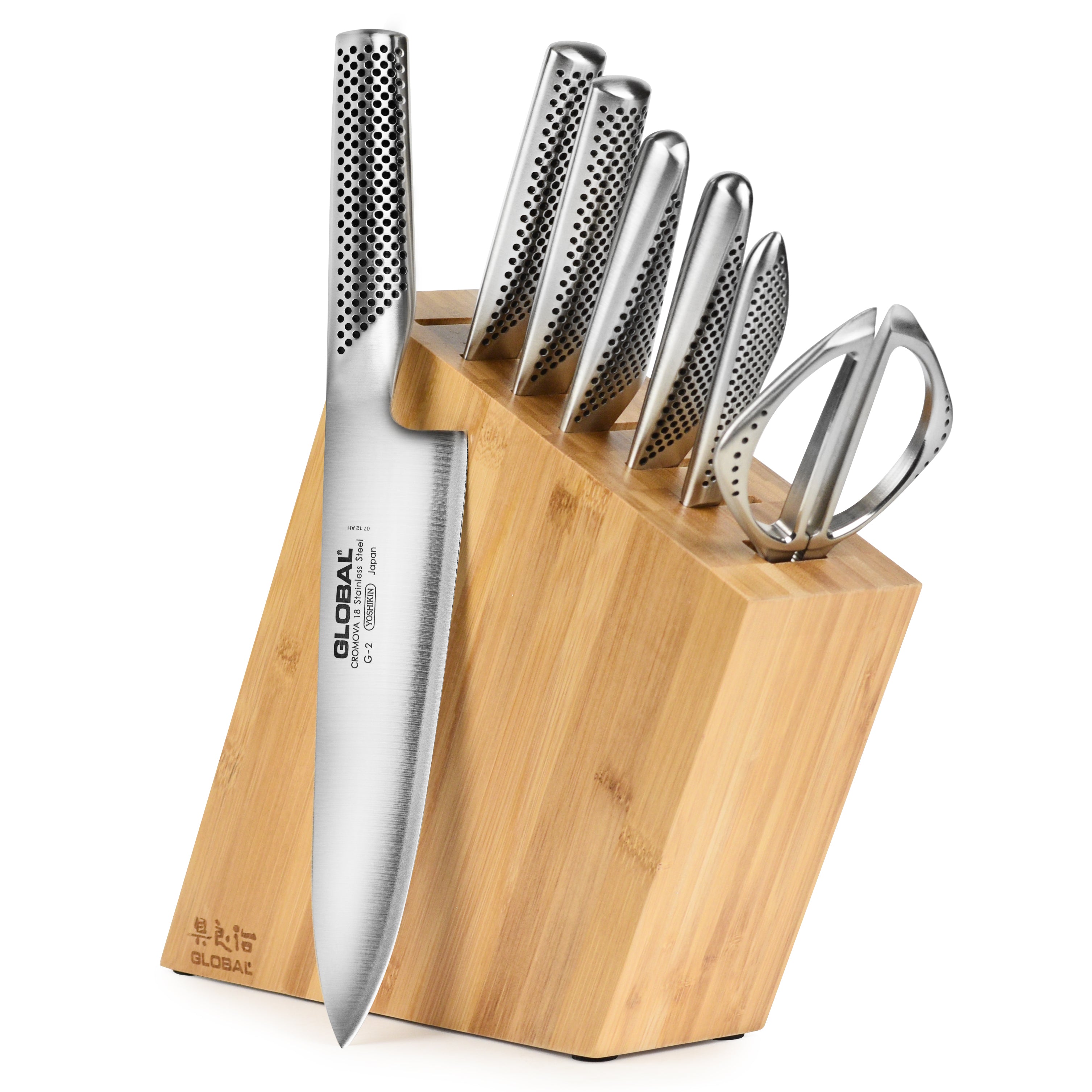 Global 8 Piece Bamboo Knife Block Set