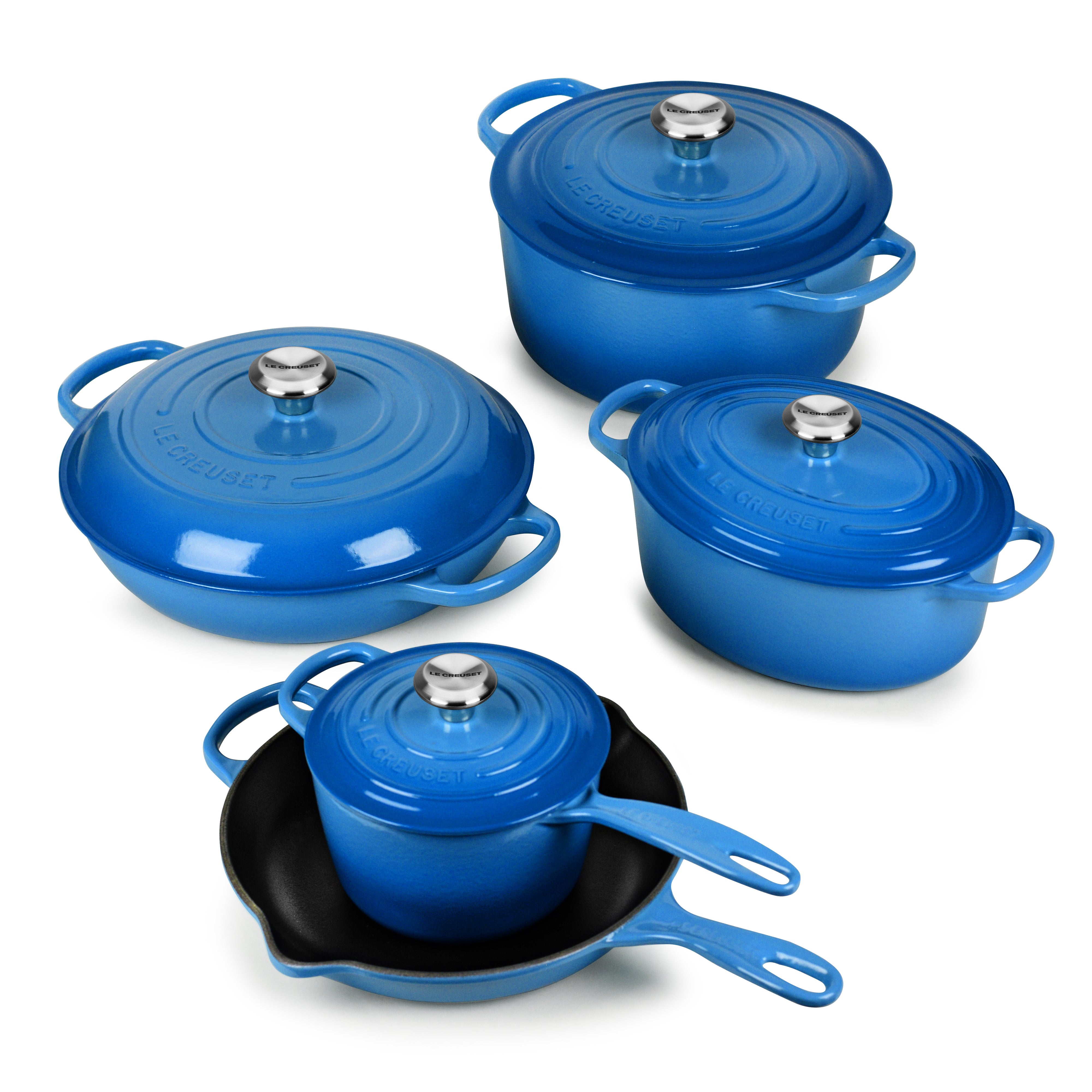 Le Creuset Signature Cast Iron 9 Piece Marseille Cast Iron Cookware Set