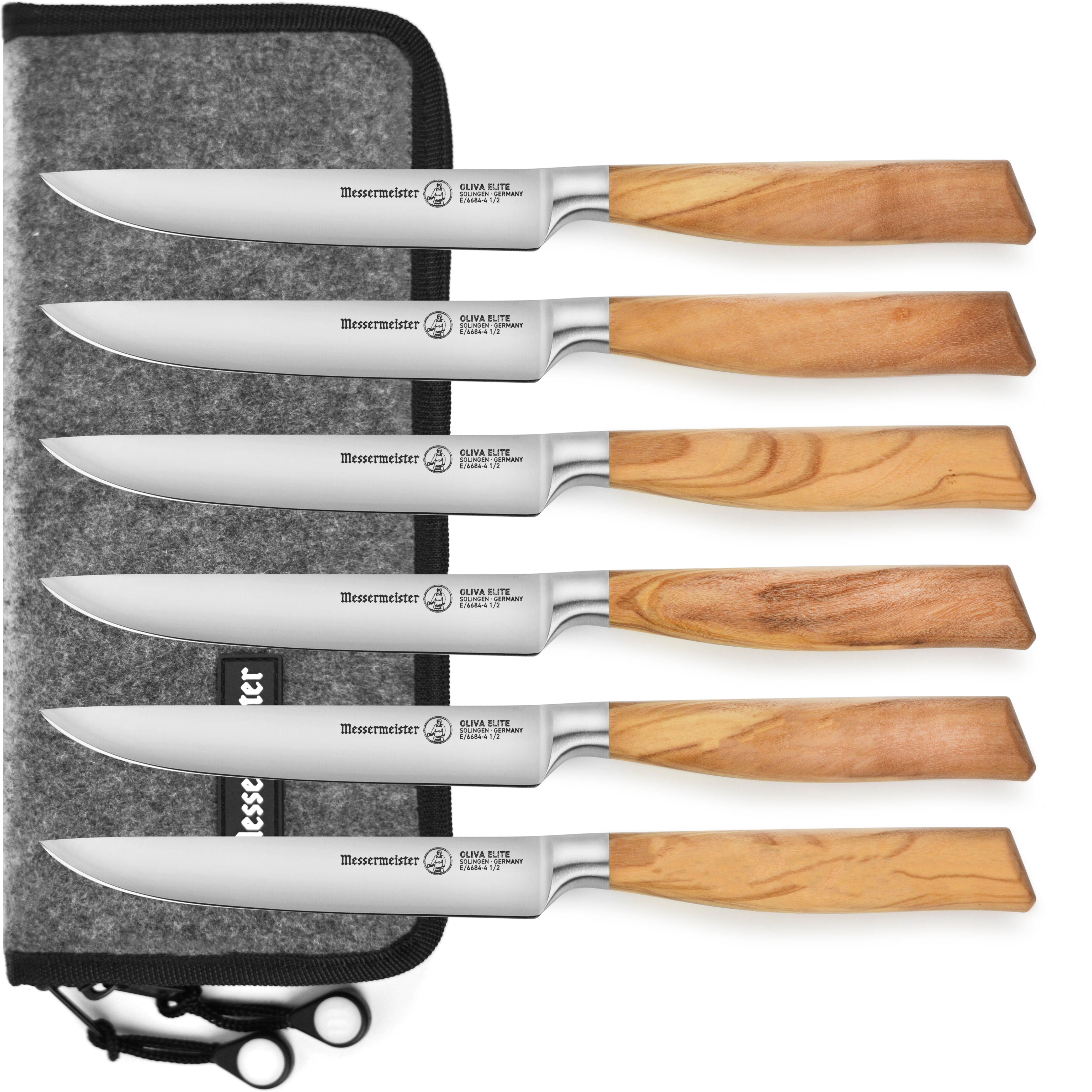 Messermeister Oliva Elite 6 Piece Steak Knife Set with Pouch