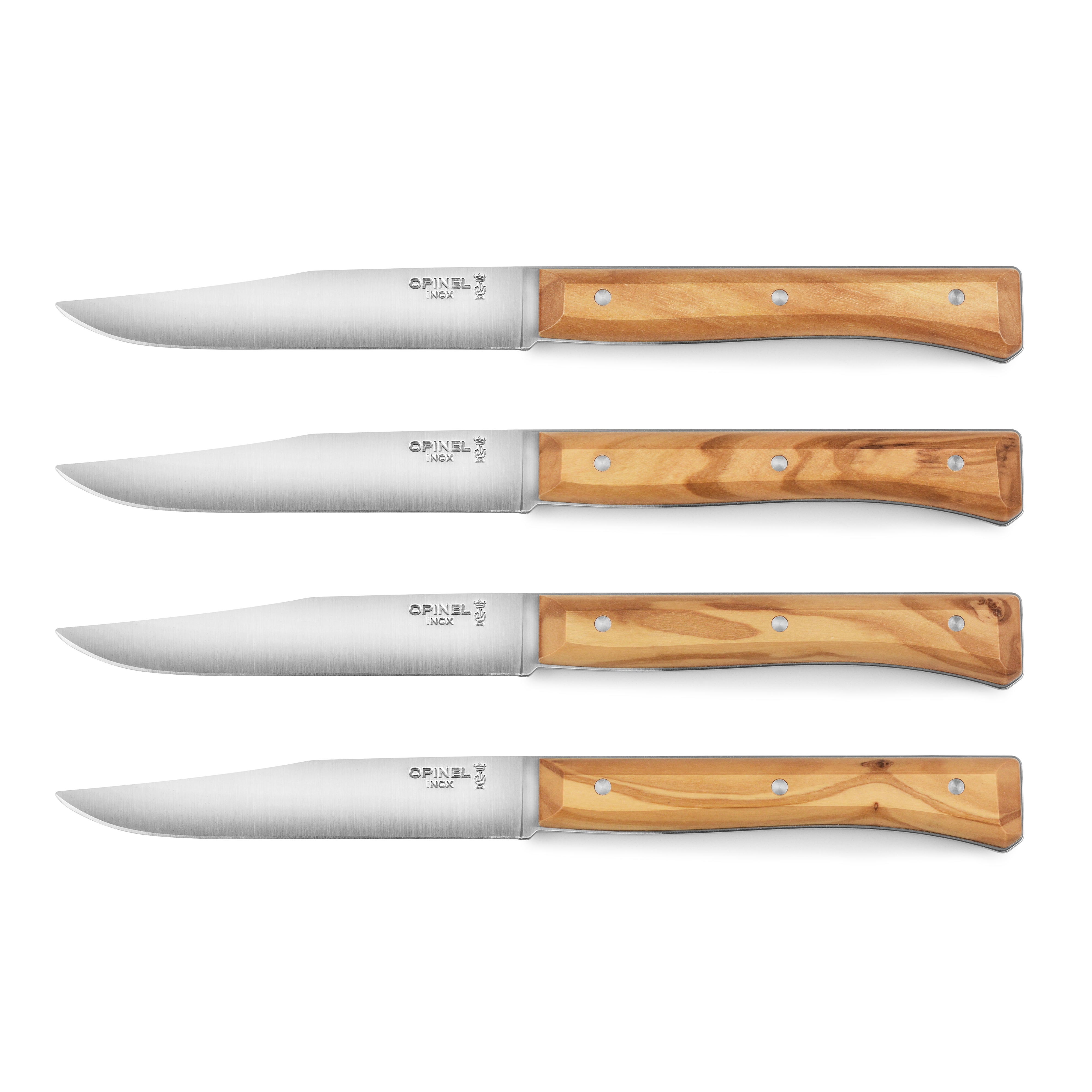 Opinel 4 Piece Olive Wood Facette Steak Knife Set