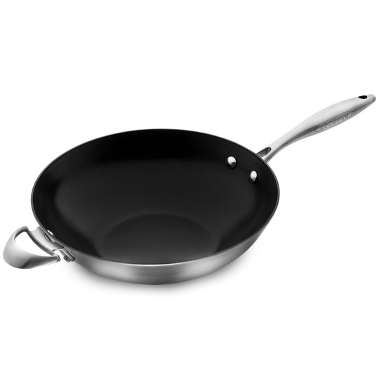 Demeyere 5-Plus Wok - Stainless Steel Flat Bottom Stir Fry Pan – Cutlery  and More