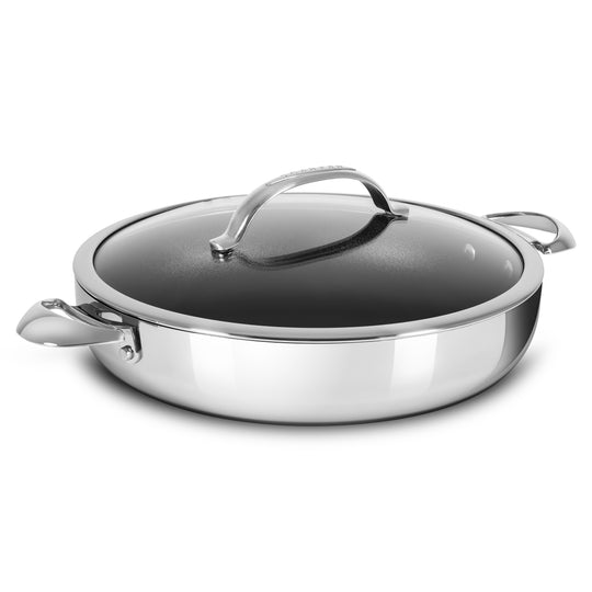 4.5-Quart Enameled Coated Oval Braiser with Stainless Steel Lid – Saveur  Selects