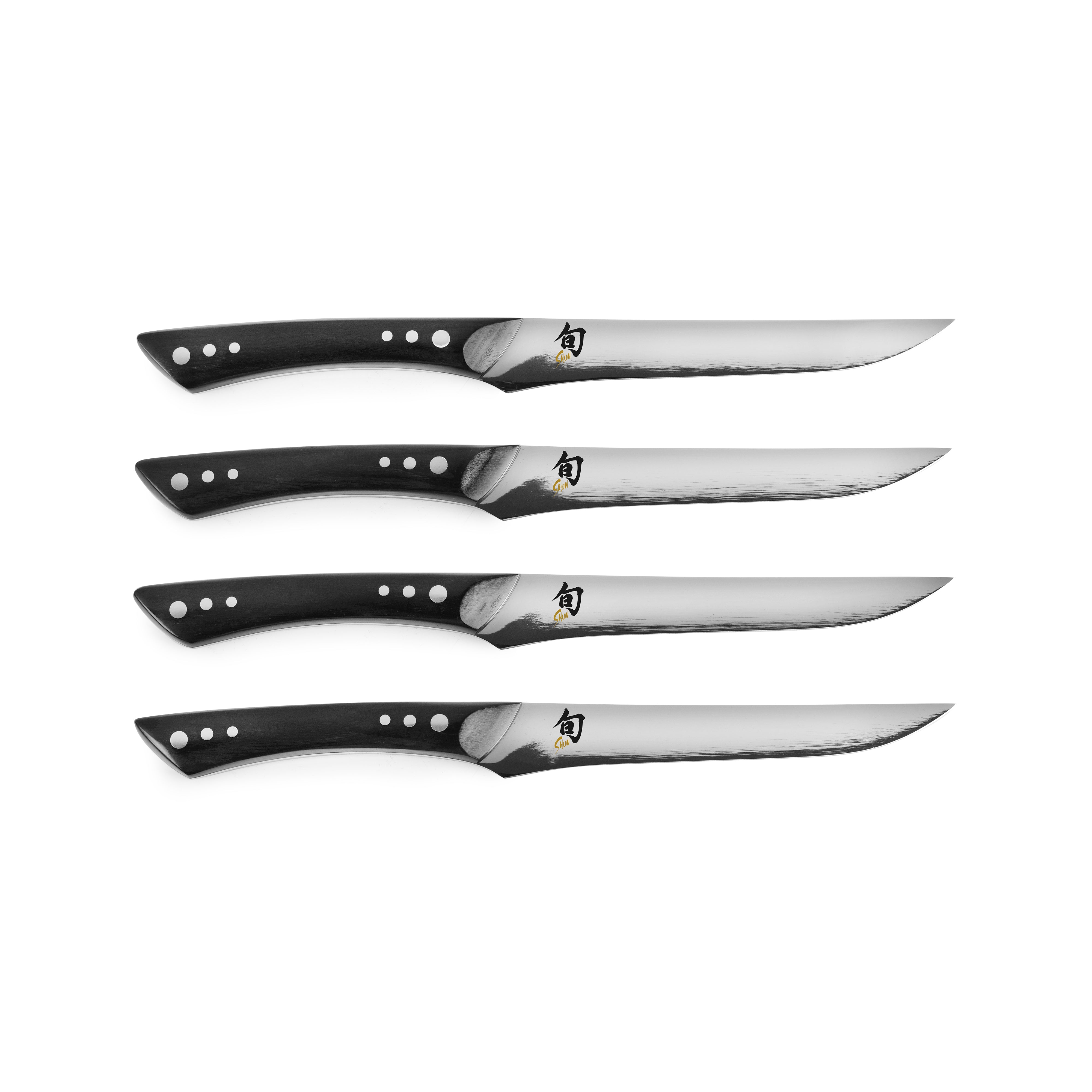 Shun 4 Piece Shima Steak Knife Set, Black Pakkawood