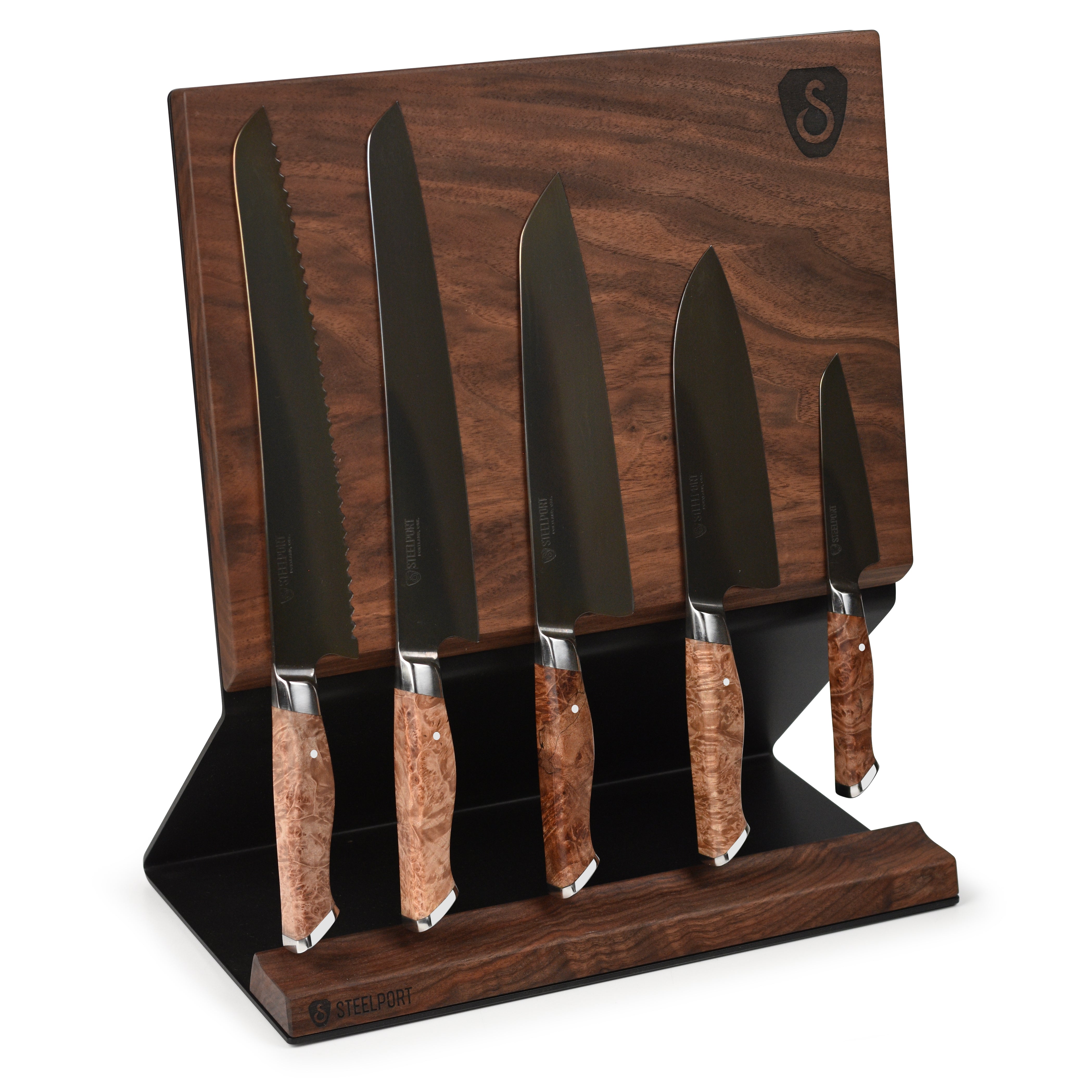 Steelport Carbon Steel 6 Piece Magnetic Knife Block Set