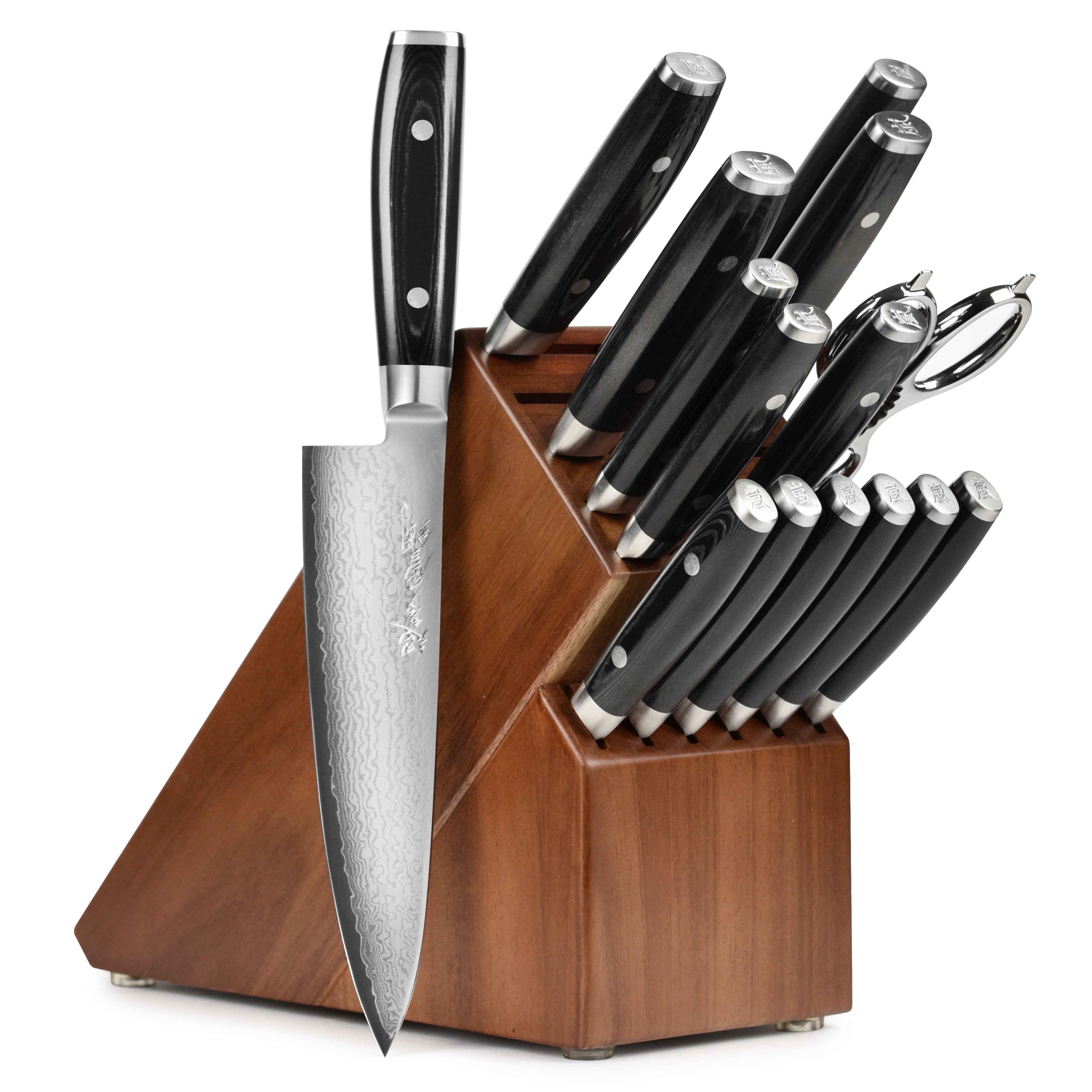 Yaxell Ran Plus 16 Piece Acacia Knife Block Set